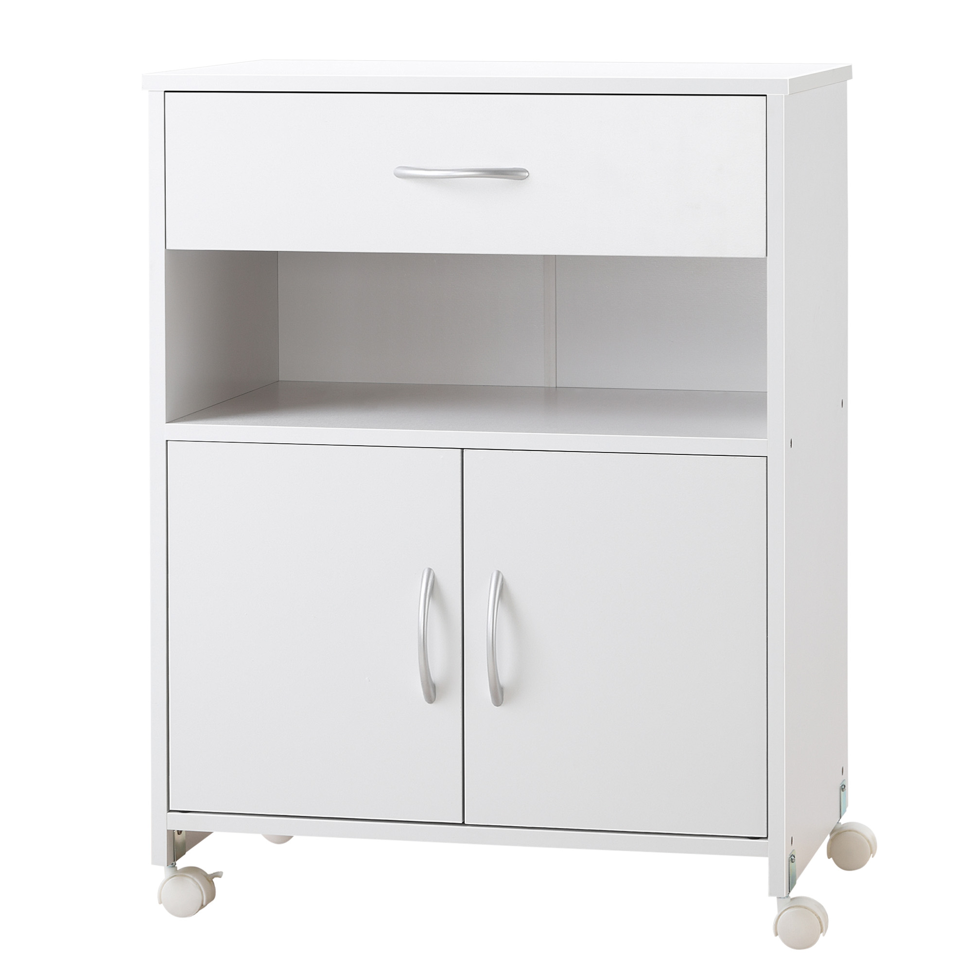 Mobiler Druckerwagen Mit 4 Rollen, Schublade Und Schrank, 60 X 39 X 80 Cm – Weiß