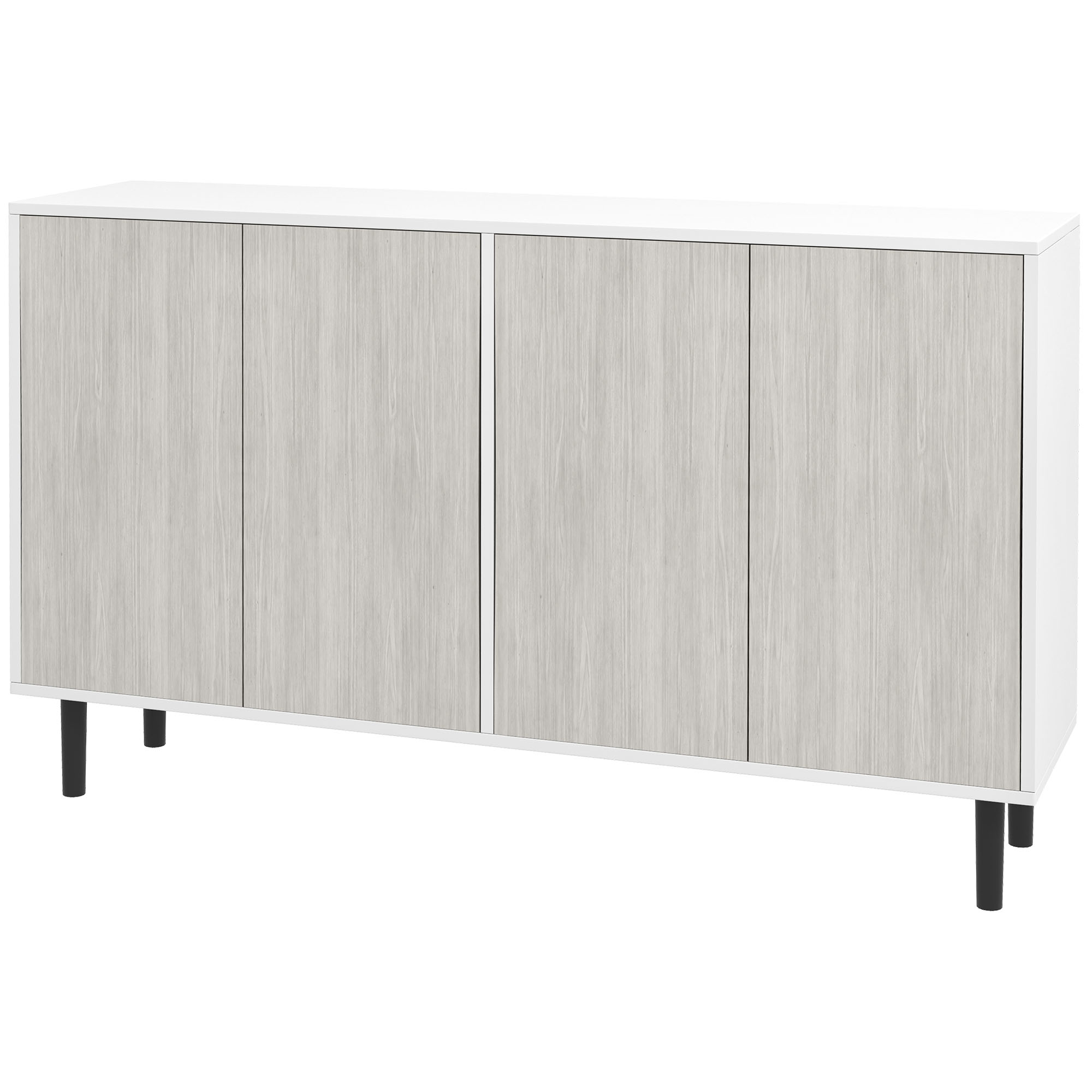 Küchenschrank Mit 2 Türen Und Verstellbaren Einlegeböden, 121 X 37 X 75 Cm, Weiß-graues Holz