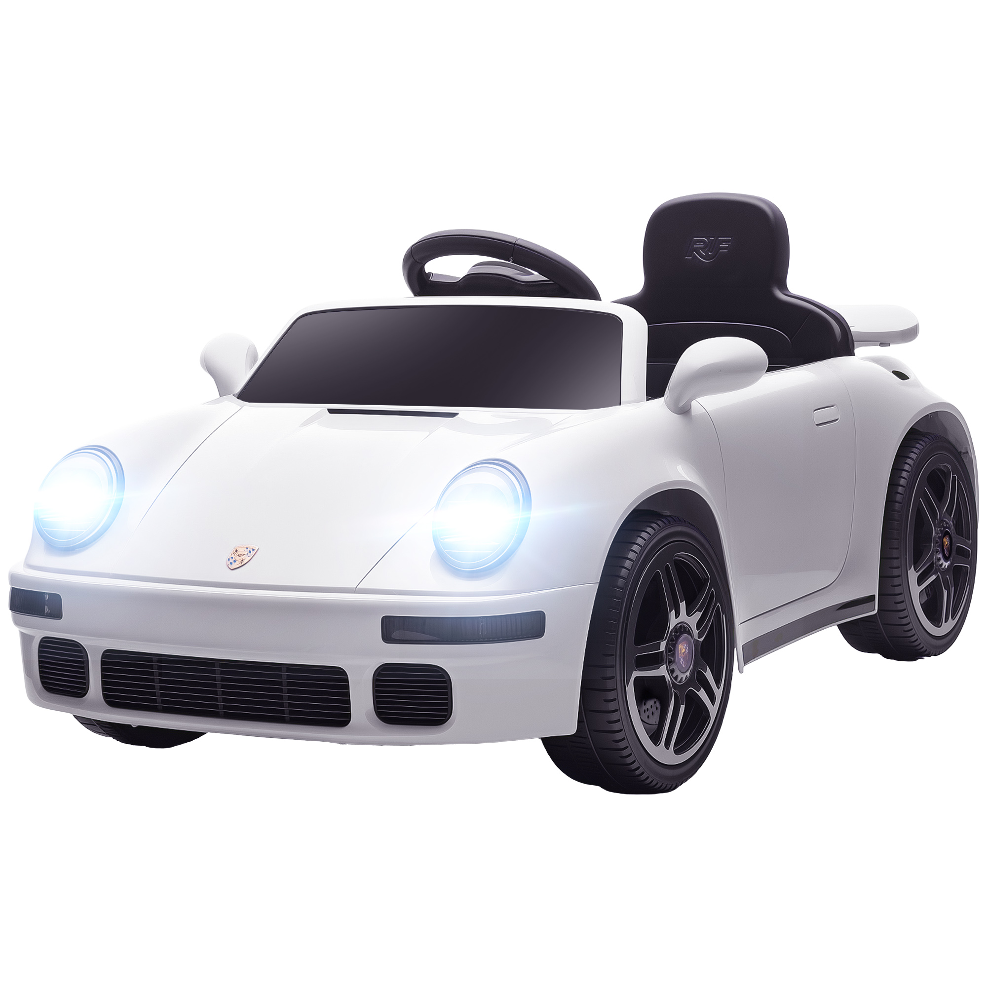 12-v-elektroauto Für Kinder Mit 2,4-ghz-fernbedienung, Scheinwerfern, Musik Und Hupe, Weiß, 103 X 55 X 44 Cm