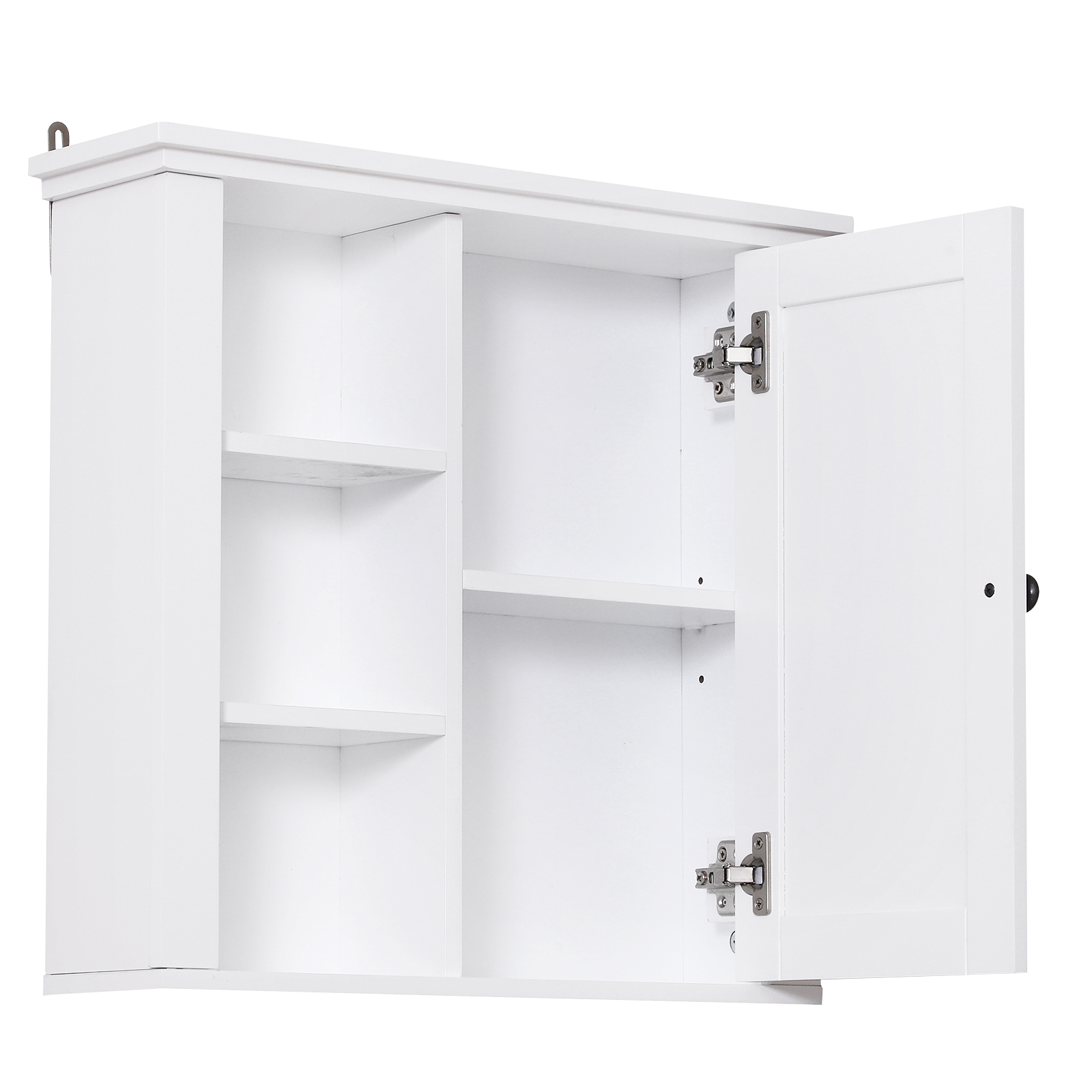 Homcom Badezimmer-wandschrank, Wandmontierter Wc-schrank, 1 Tür, 3 Fächer, 53 X 14,5 X 50,5 Cm, Weißes Holz