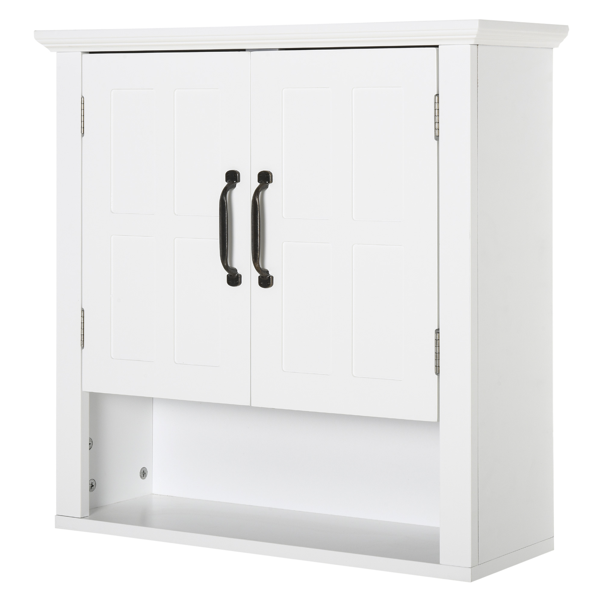 Homcom Hoher, Wandmontierter Badezimmerschrank Mit 2 Türen Und 2 Einlegeböden, Nische, 60 X 20 X 58 Cm, Weißes Mdf