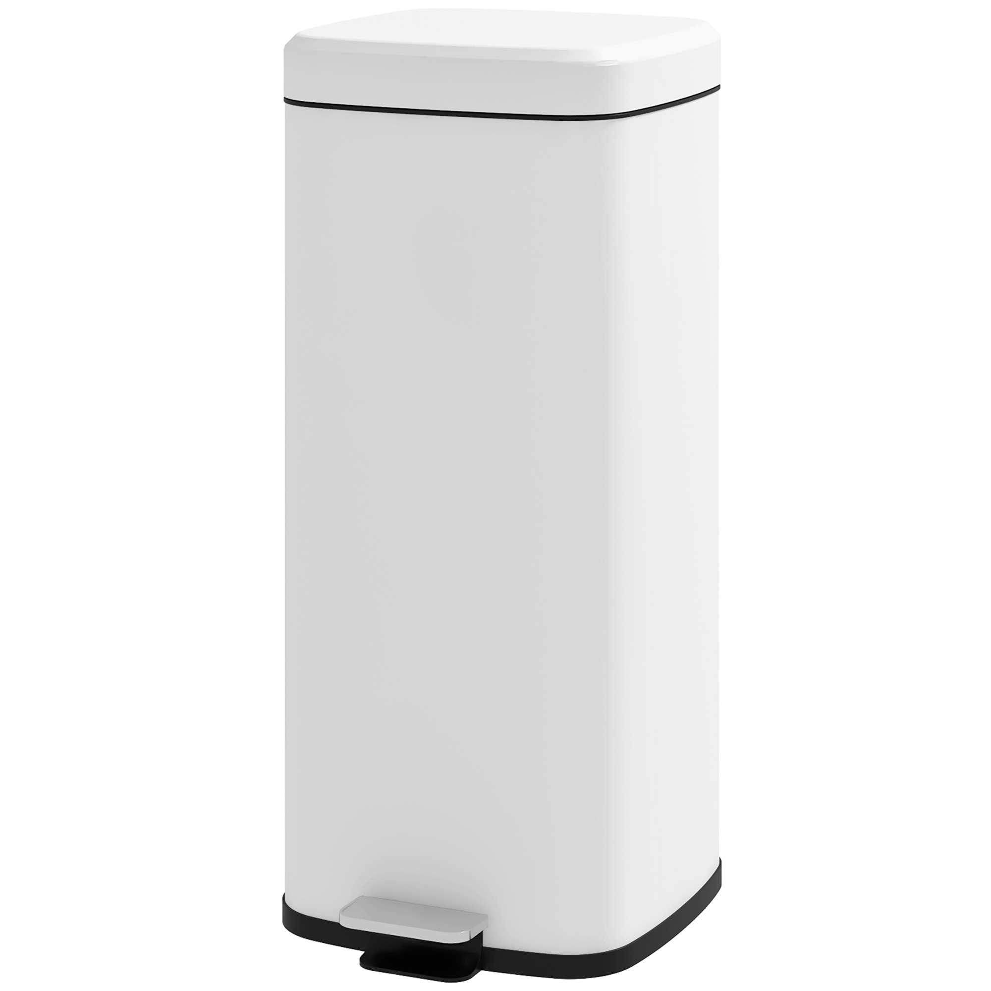 30-liter-küchenabfalleimer, Deckel Mit Soft-close-funktion, Fußpedal, Herausnehmbarer Eimer, 28 X 35 X 63,5 Cm, Weiß