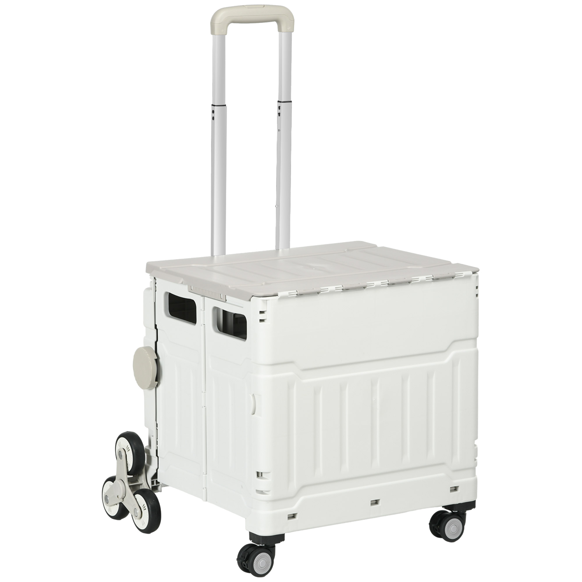 Faltbarer Einkaufswagen, Aluminiumwagen, Treppenräder, Weiß