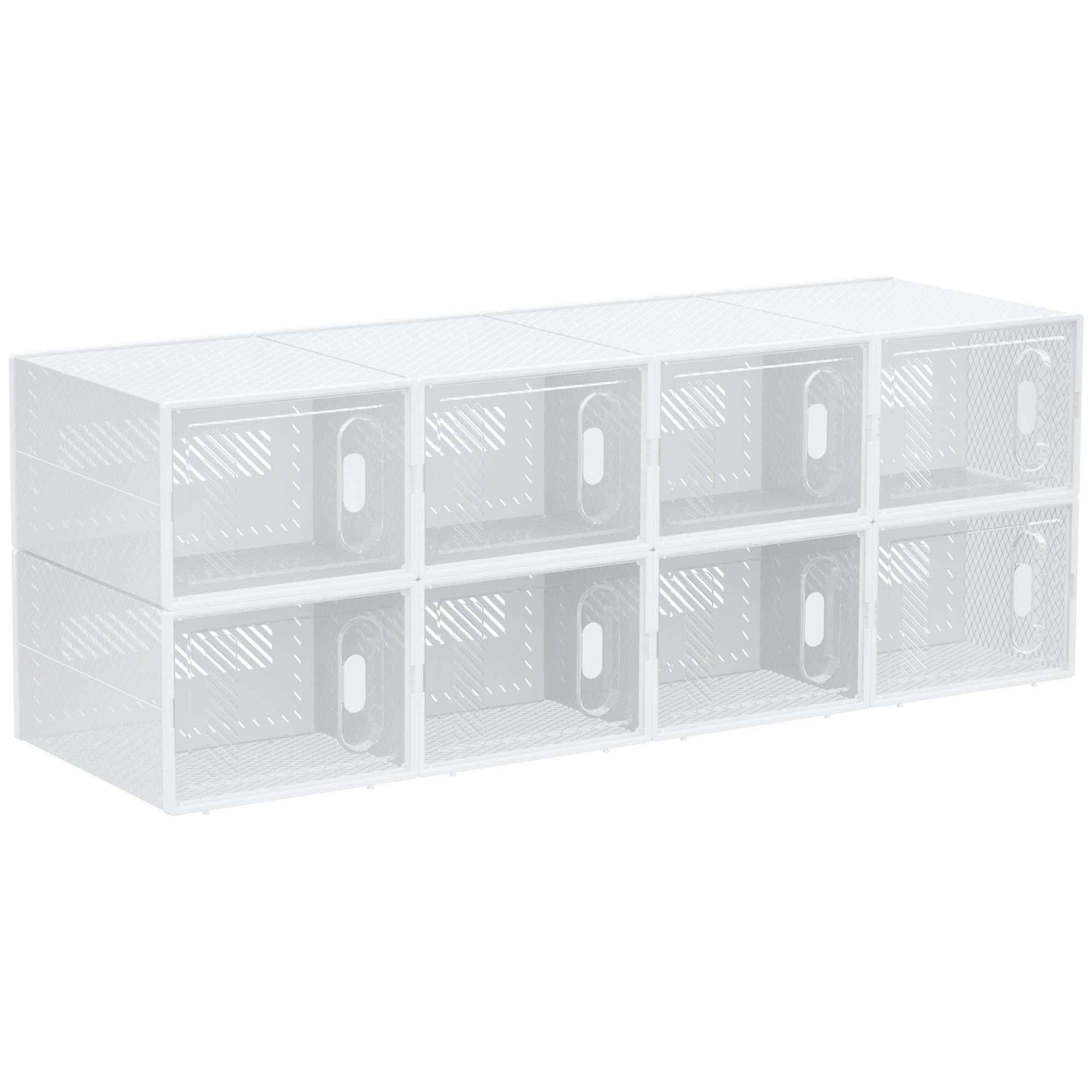 Modulares Pp-aufbewahrungssystem Mit 8 Aufbewahrungswürfeln Und Magnettür, 25 X 35 X 19 Cm, Transparent Weiß