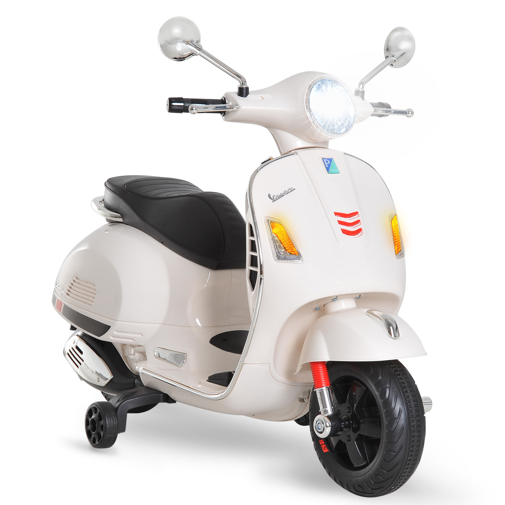 Homcom 6v Elektro-vespa Für Kinder, 102 X 51 X 76 Cm, Mp3-musik, Usb, Hupe, Scheinwerfer, Rücklicht, Weiß