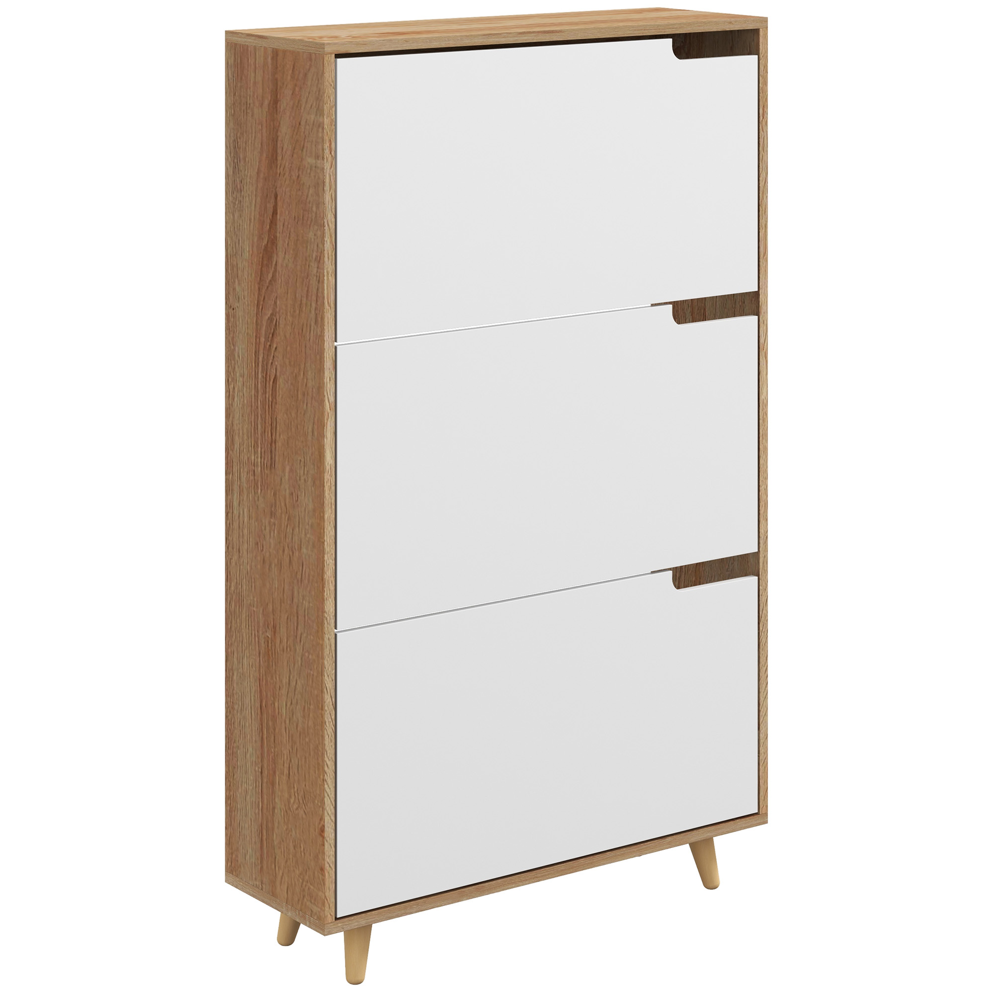Schuhschrank Mit 3 Schubladen Und Verstellbarem Einlegeboden, Für 18–24 Paar Schuhe, 72 X 24 X 119 Cm, Weiß