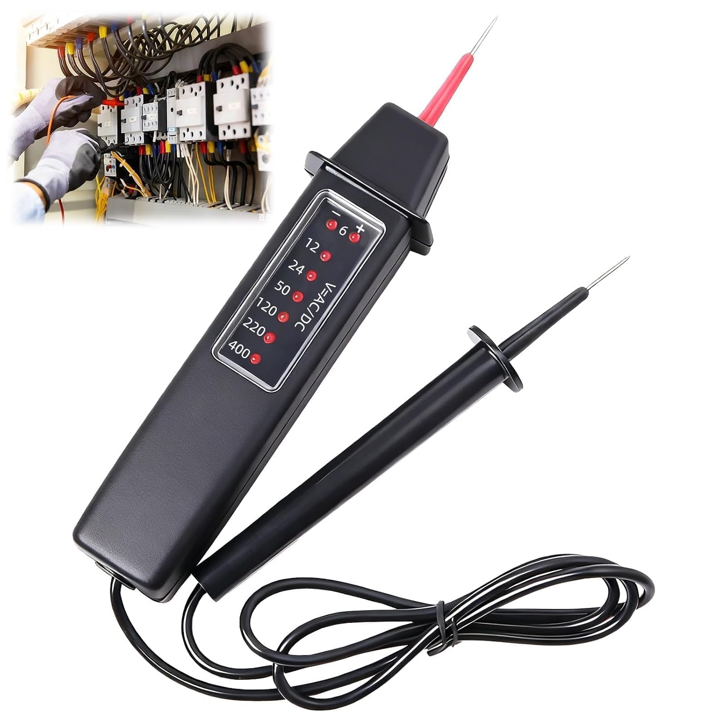 Bipolarer Spannungsprüfer 6 V – 400 V (ac), 6 V – 500 V (dc) Mit Led-anzeige, Elektrischer Spannungsprüfer (vat) Für Elektriker, Professioneller Batterieloser Spannungsprüfer