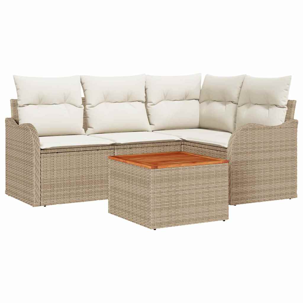 Maison Exclusive - Gartensofa-set 5 Stk. Beige Und Creme Poly-rat