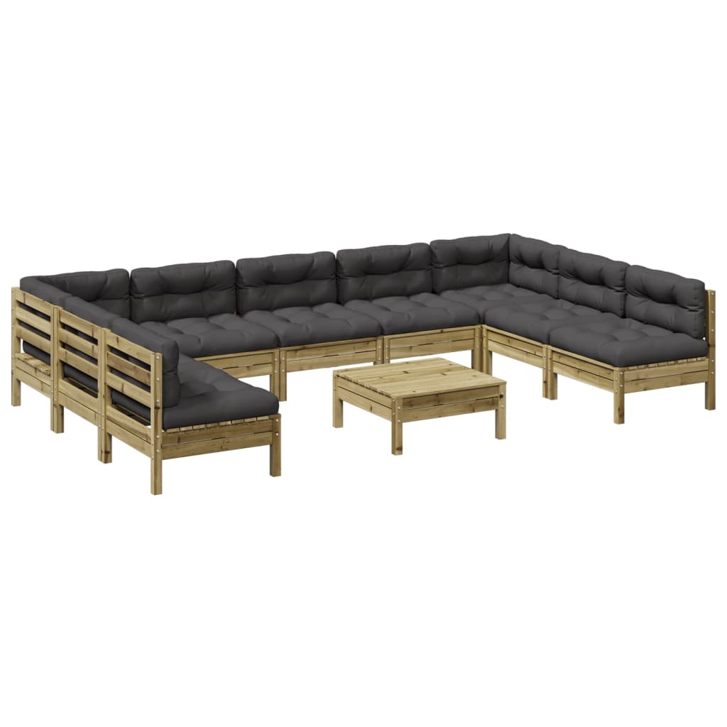 Maison Exclusive - 10-tlg. Garten-sofagarnitur Mit Kissen Kiefern
