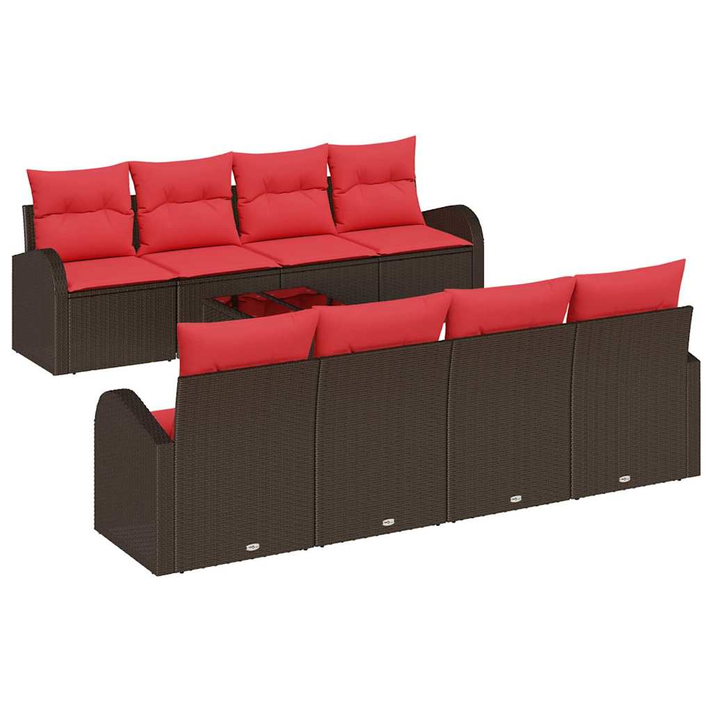 Maison Exclusive - Sofa Set 9 Stk. 6-sitzanzahl Braun Und Rot Pol