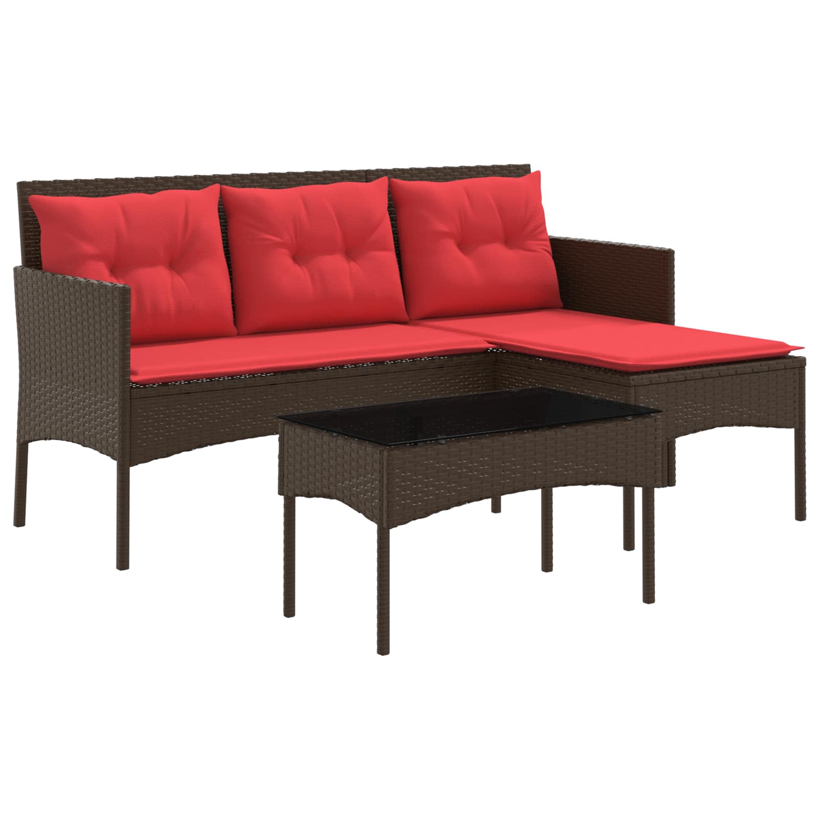 Maison Exclusive - Gartensofa-set 2 Stk. Braun Und Rot Poly-ratta