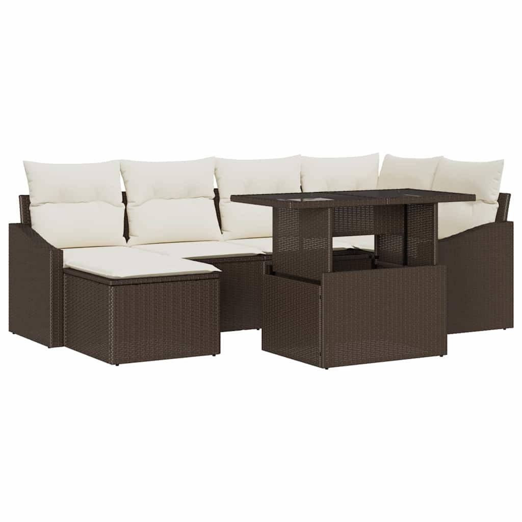 Maison Exclusive - Garten-sofa-set 7 Stk. Braun Und Creme