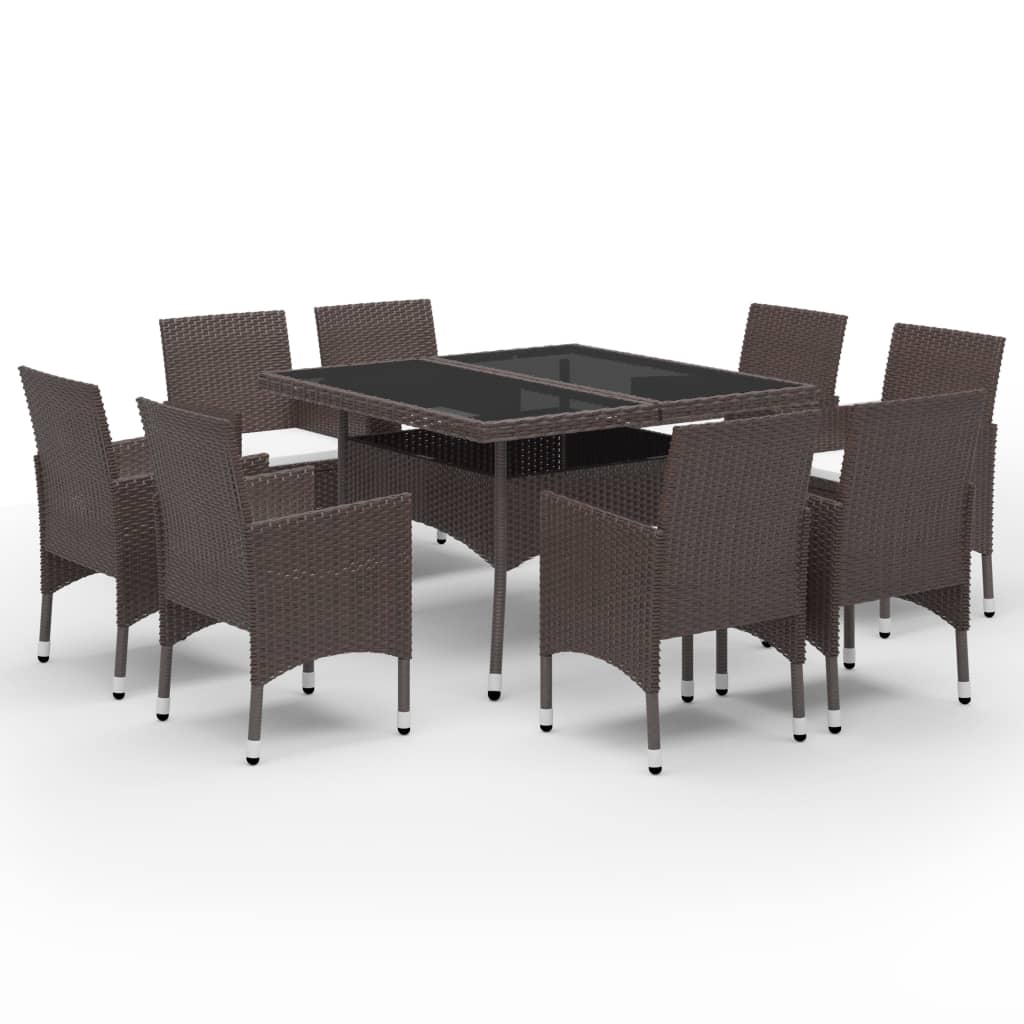 Maison Exclusive - 9-tlg. Garten-essgruppe Poly Rattan Und Glas B