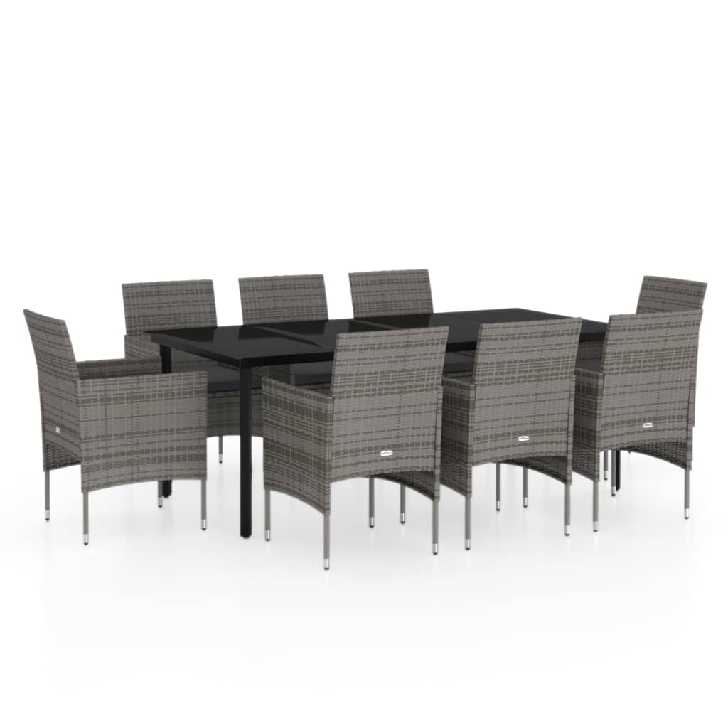 Maison Exclusive - 9-tlg. Garten-essgruppe Mit Kissen Grau Und Sc
