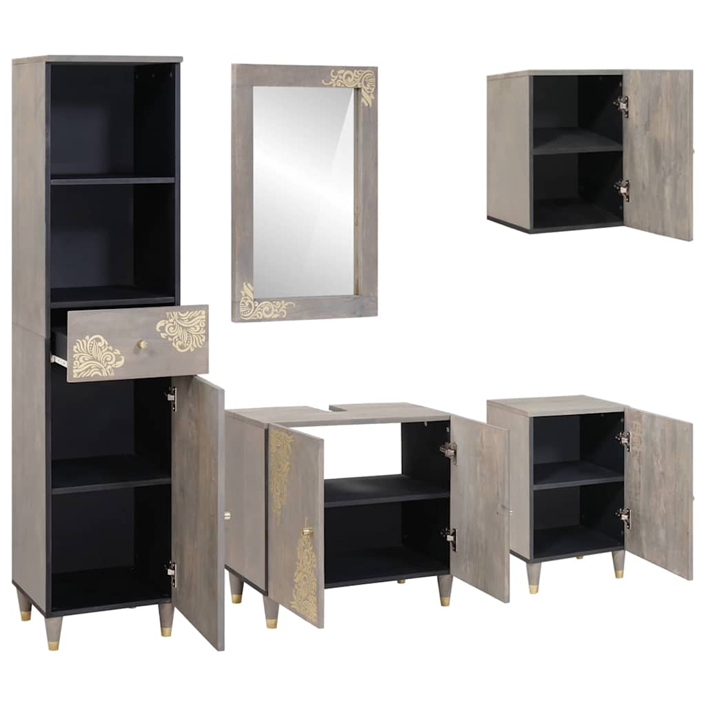 Maison Exclusive - Badezimmerschrank-set 5 Stk. Grau 62 X 33 X 58