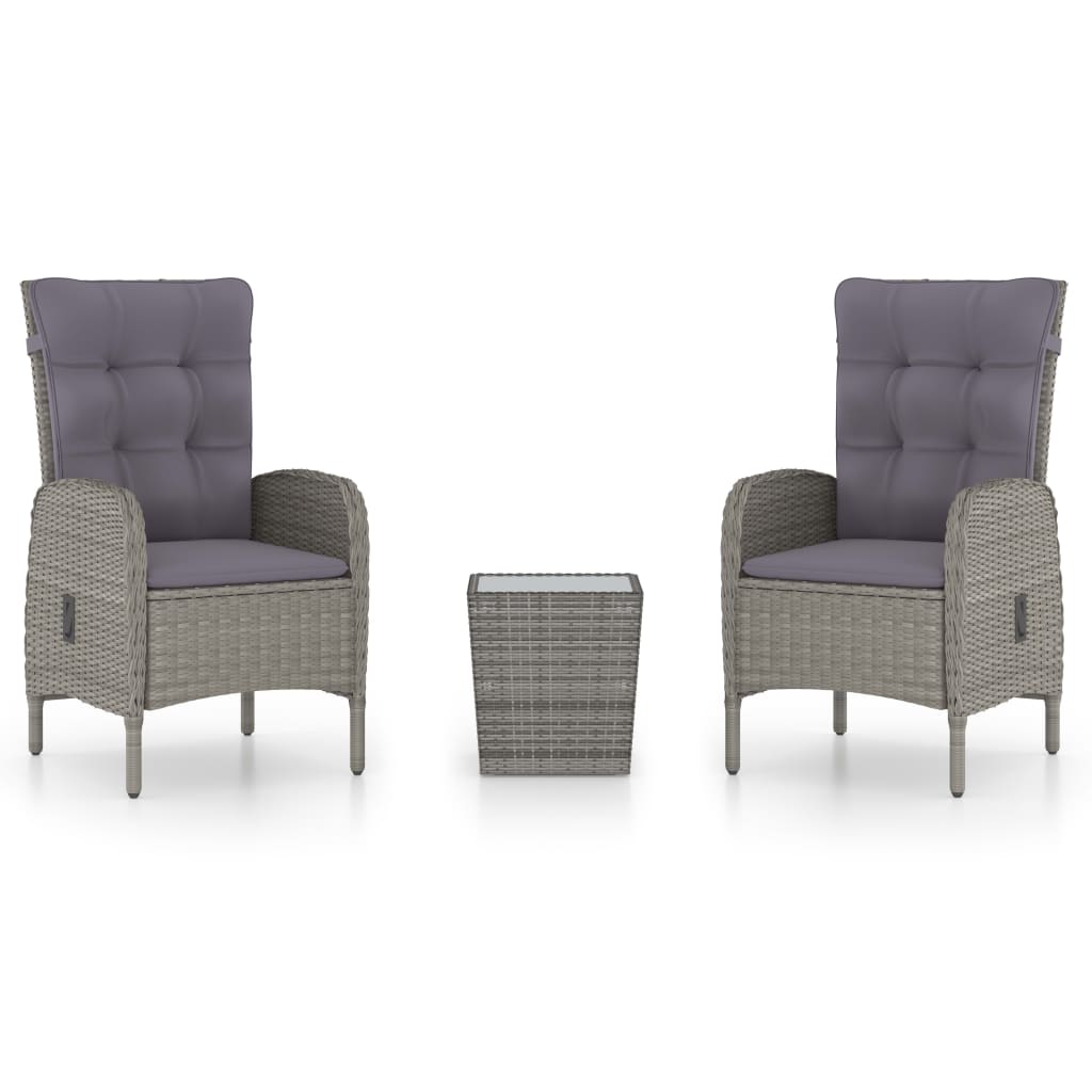 Maison Exclusive - 3-tlg. Bistro-set Poly Rattan Und Glas Grau