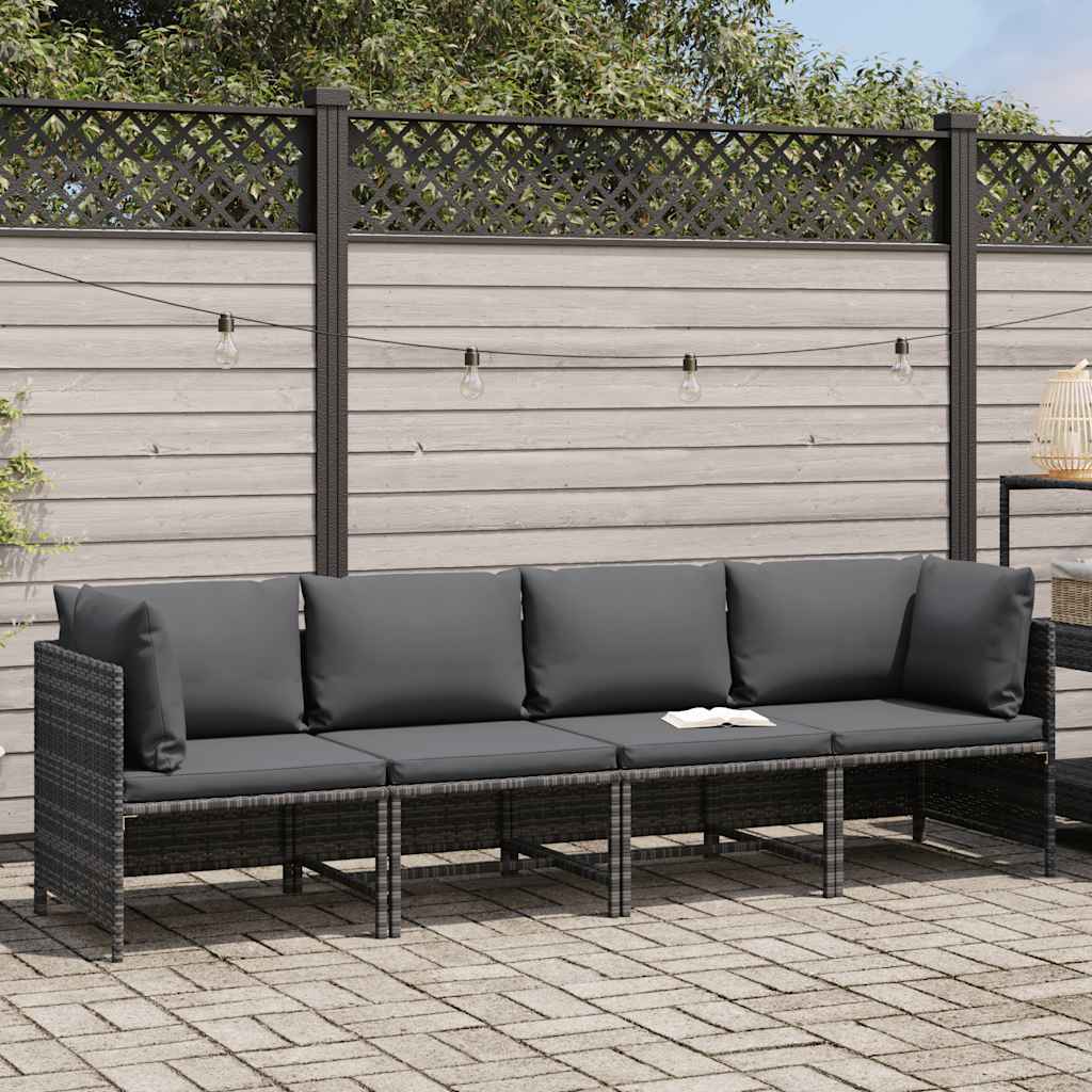 Maison Exclusive - 4-sitzer-gartensofa Mit Kissen Grau Poly Ratta