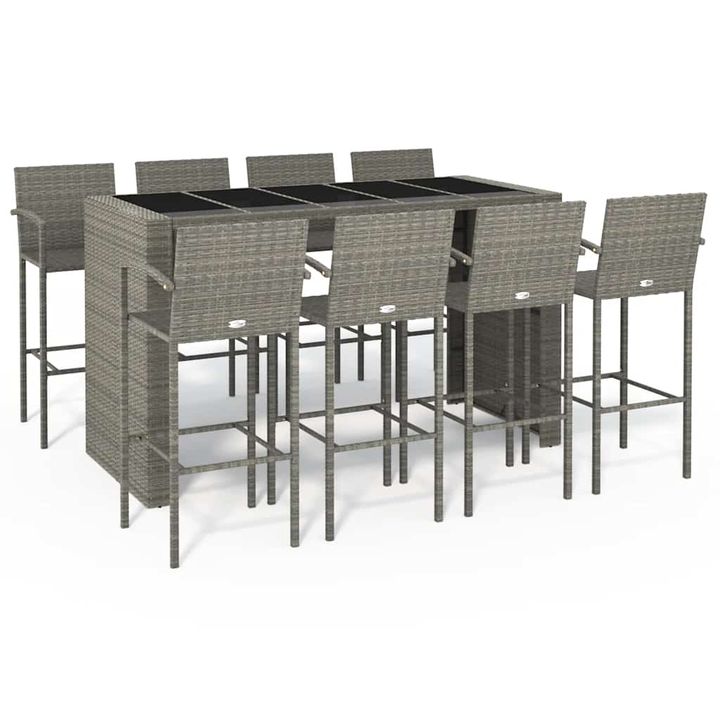 Maison Exclusive - 9-tlg. Gartenbar-set Grau Poly Rattan