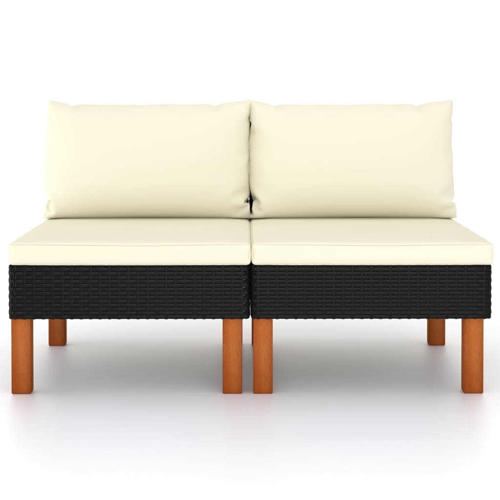Maison Exclusive - Mittelsofas 2 Stk. Poly Rattan Und Eukalyptus