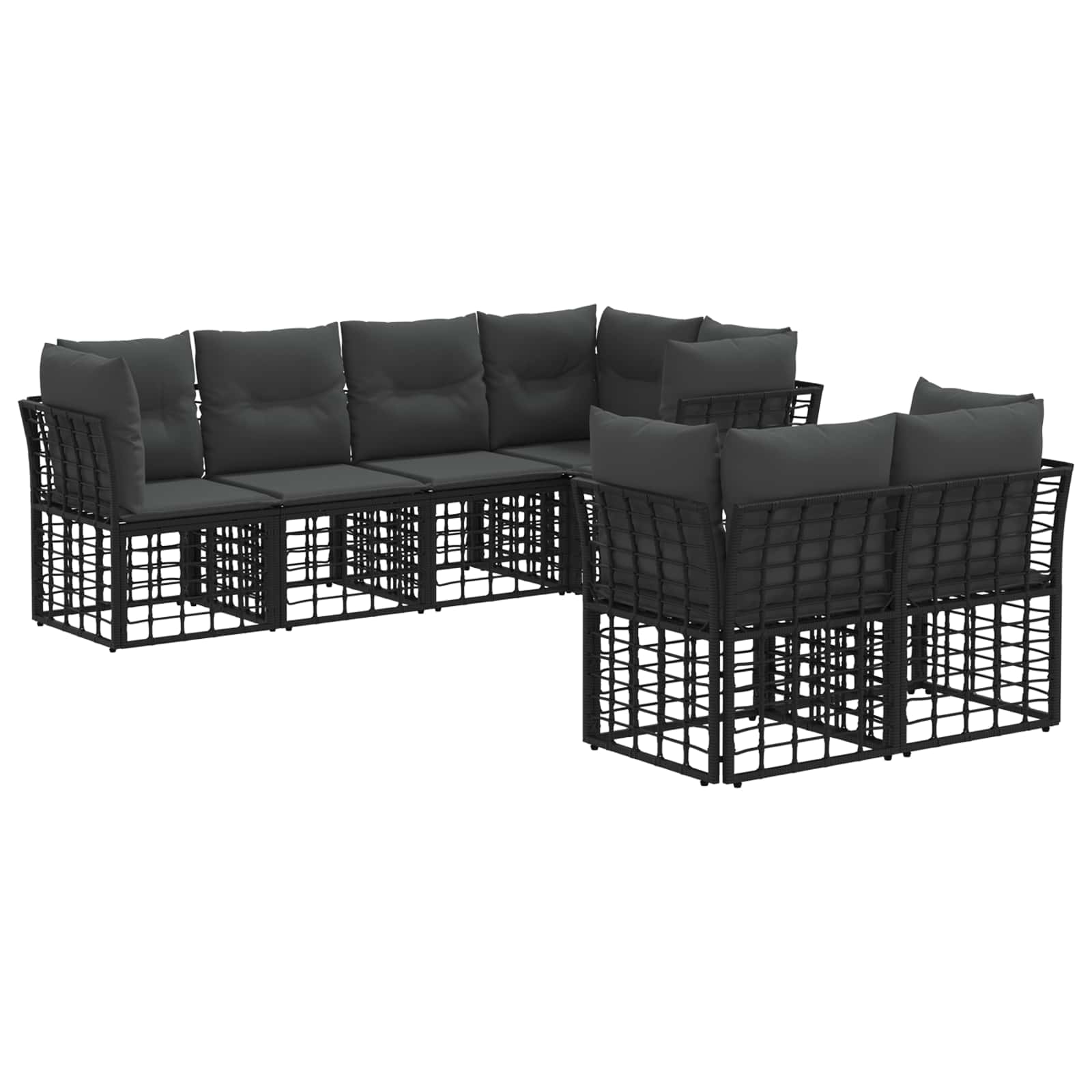 Maison Exclusive - Outdoor-sofagarnitur 7 Stk. Schwarz Polyester