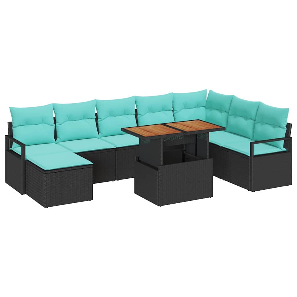 Maison Exclusive - Gartensofa-set 9 Stk. Schwarz Und Türkis
