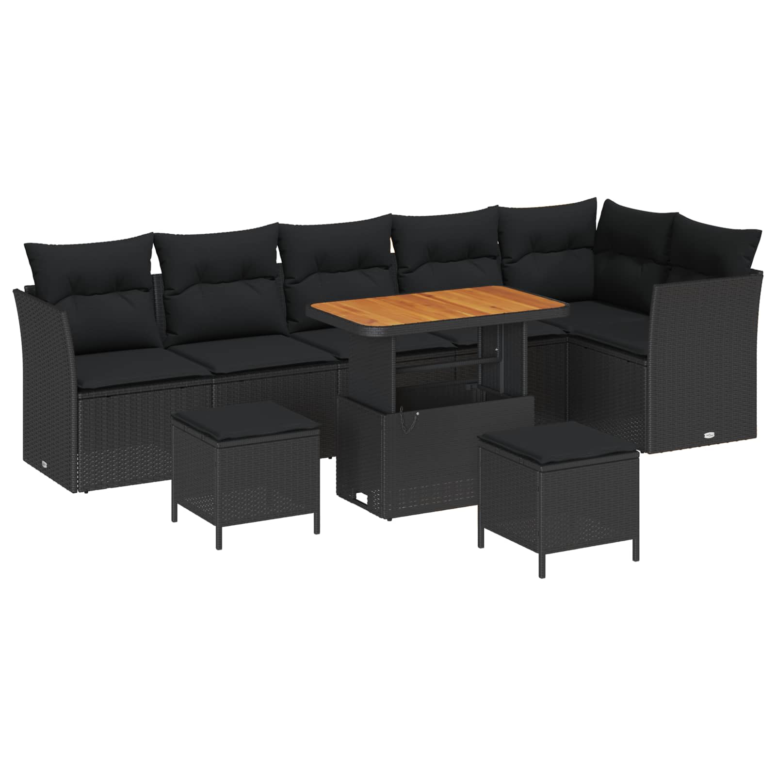Maison Exclusive - Garten-sofa-set 9 Stk. 6-sitzanzahl Schwarz