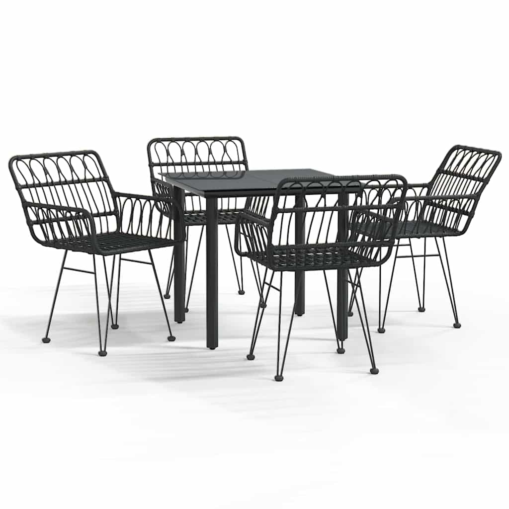 Maison Exclusive - 5-tlg. Garten-essgruppe Schwarz Poly Rattan