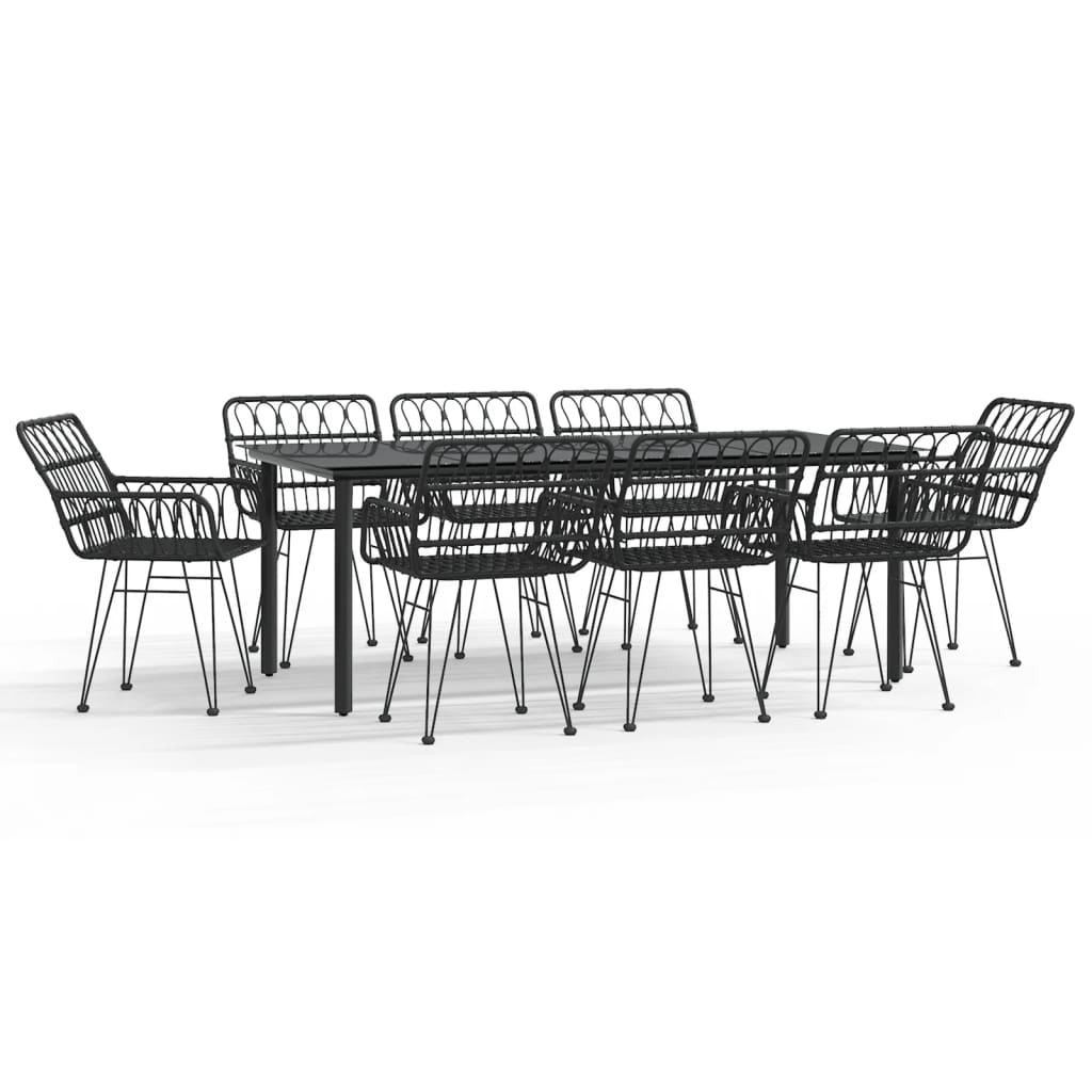 Maison Exclusive - 9-tlg. Garten-essgruppe Schwarz Poly Rattan