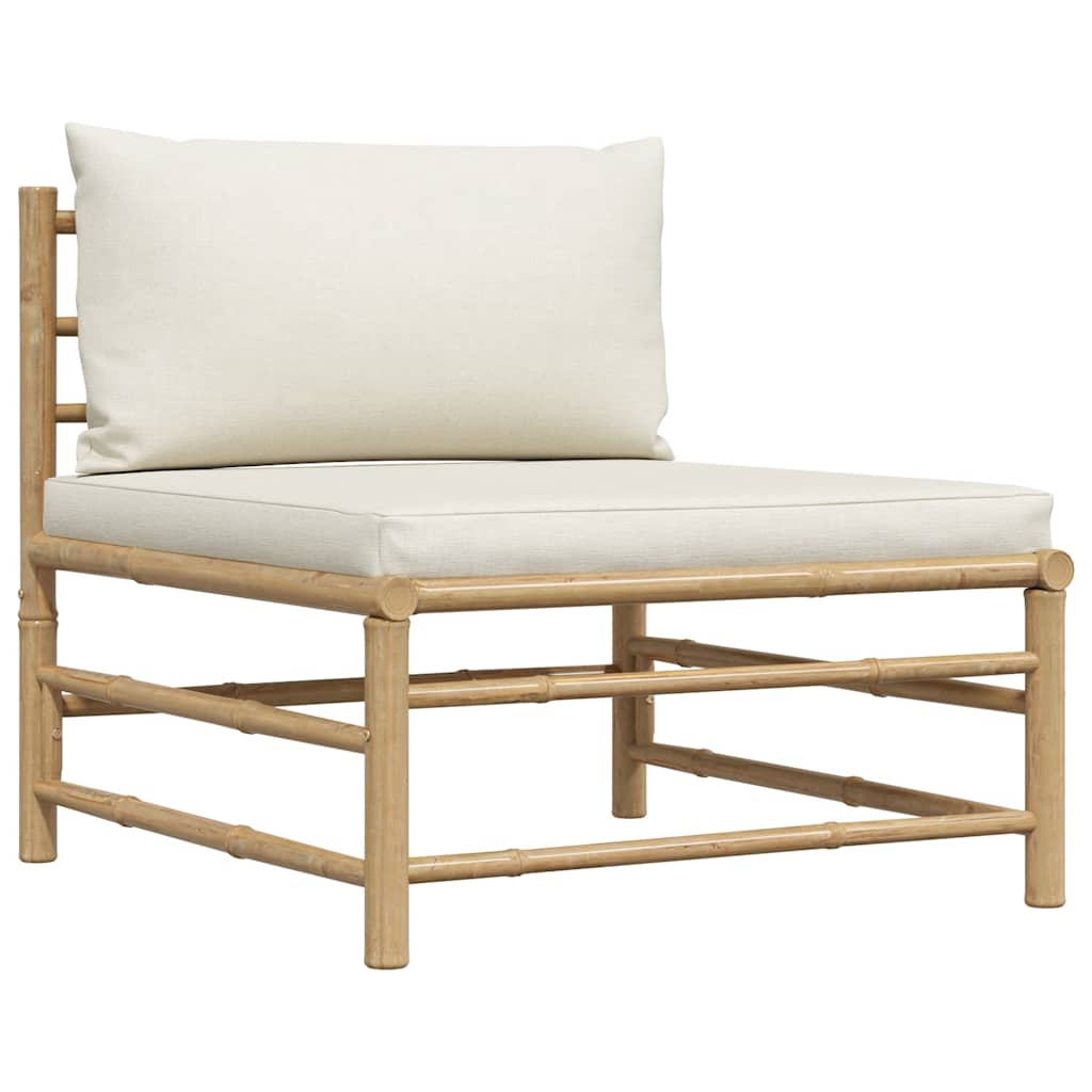 Maison Exclusive - Garten-mittelsofa Mit Kissen Cremeweiß Bambus