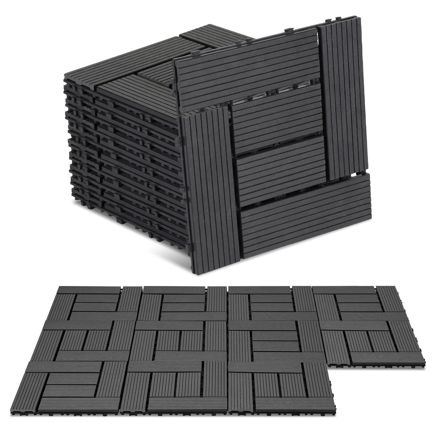 Jiubiaz Wpc Terrassenfliesen, 30x30 Cm, 99er Spar Set Für 9m², Für Garten Balkon Bodenbelag Mit Drainage Und Klicksystem