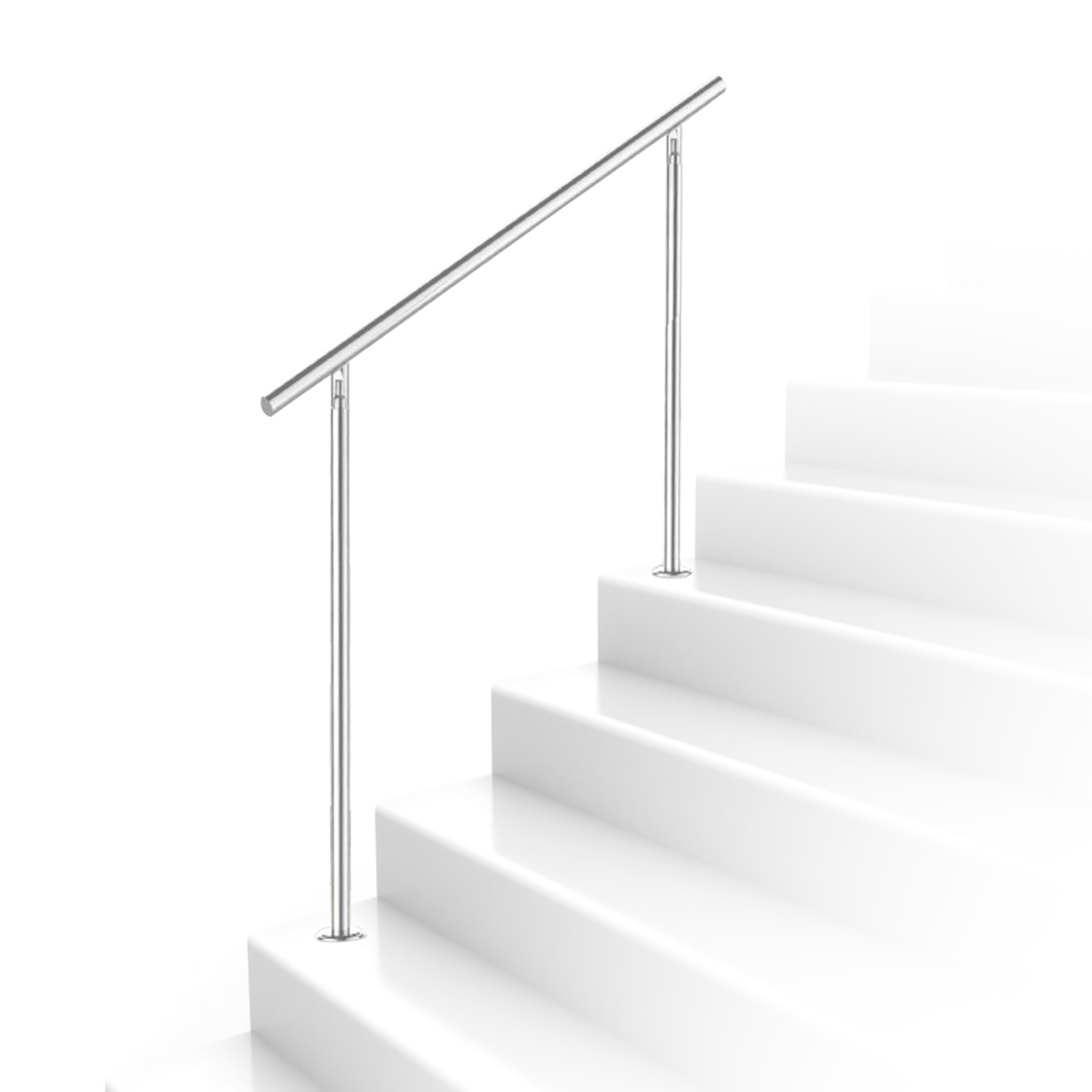 Jiubiaz Edelstahl Treppengeländer 120 Cm Ohne Querstreben, 2 Pfosten, Ø42 Mm Handlauf, 106,5 Cm, Balkon Terrasse Innen/außen
