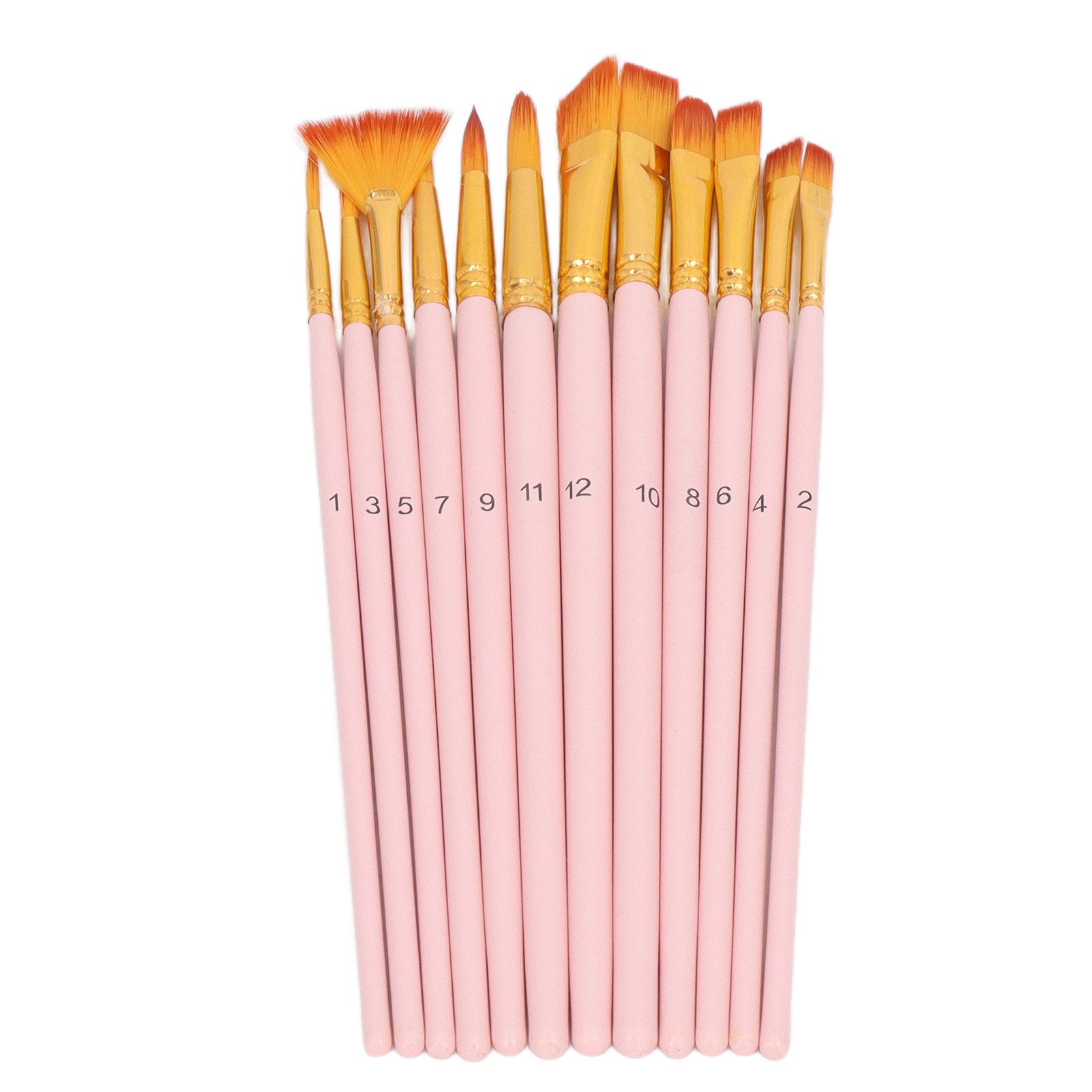 Set Mit 12 Acrylpinseln, Professionelle Ölmalpinsel Mit Palisandergriffen Und Nylonborsten.