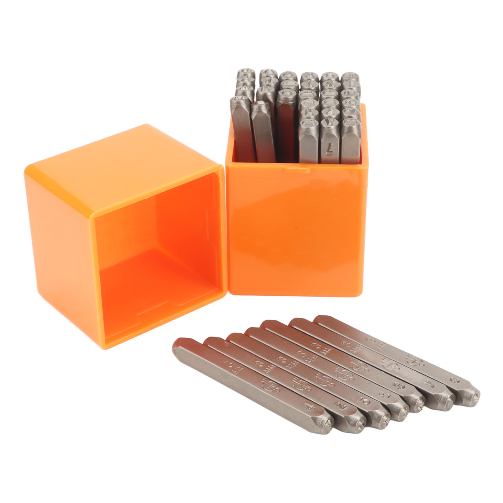 Set Aus 36 Metallstempeln (3 Cm Buchstaben Und Zahlen) Aus Hochkohlenstoffhaltigem Stahl Mit Hoher Härte, Zur Herstellung Von Stempeln In Leder, Holz Und Anderen Materialien.
