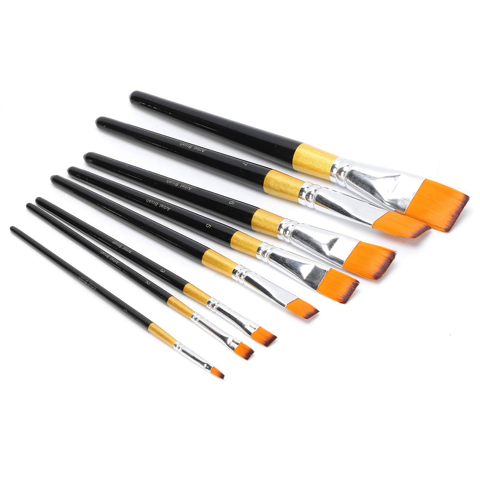 Set Mit 8 Flachen Nylonborstenpinseln, Zeichenzubehör Für Acryl- Und Aquarellmalerei