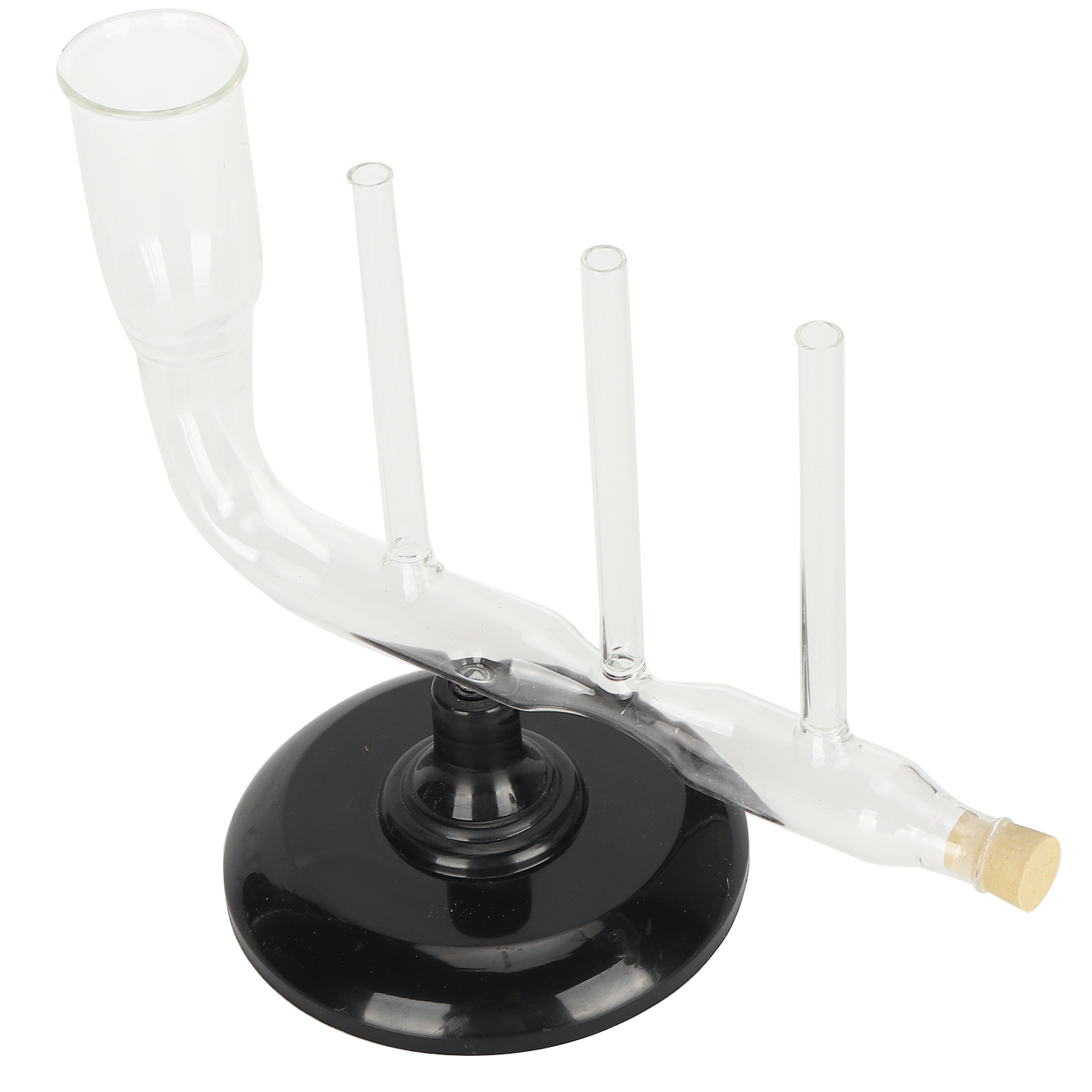 Experimentelle Physikdemonstration Zur Messung Von Durchflussrate Und Druck Mithilfe Eines Glasrohranschlusses Und Eines Stopfenhalters.