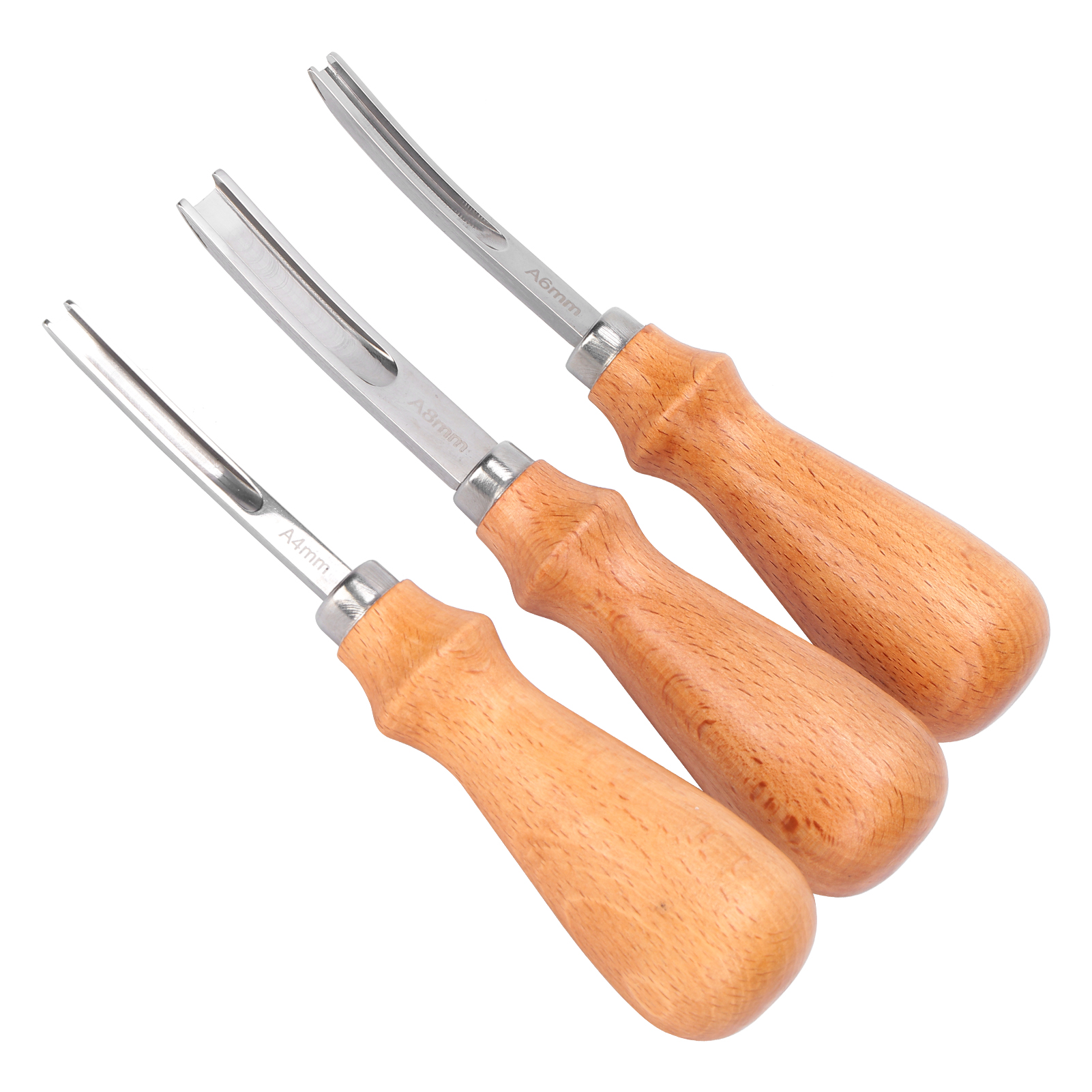 Professionelles 3-teiliges Lederveredelungsset Mit Holzgriff, Ideal Für Heimwerker Und Zum Zuschneiden Von Leder.