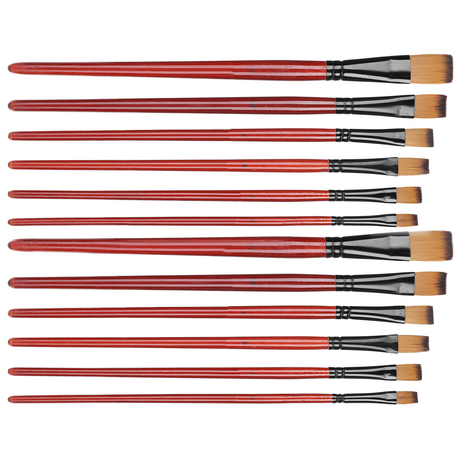 12 Zweifarbige (braune) Nylonpinsel Für Aquarell, Acryl Und Gouache – Malwerkzeuge Für Künstler