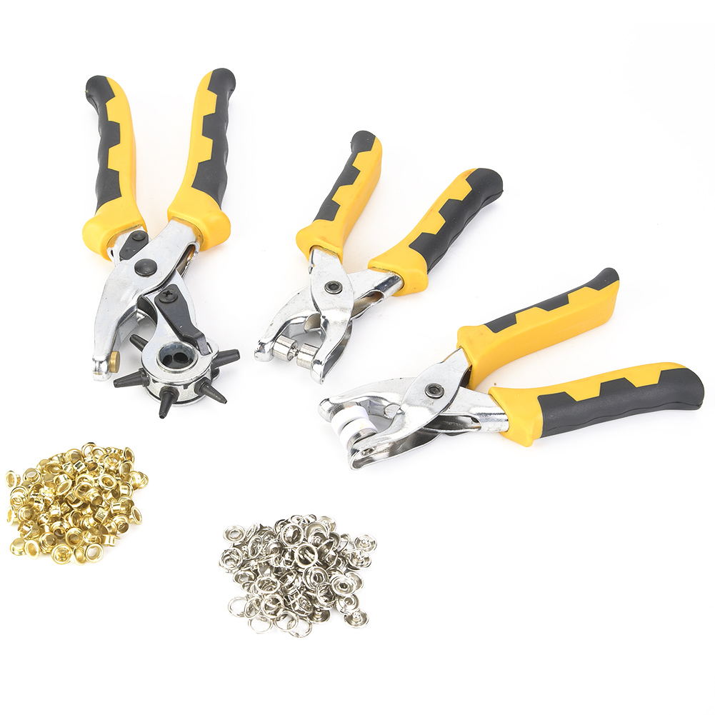 3-teiliges Set Bestehend Aus Einer Ledergürtellochzange, Einem Gürtelherstellungswerkzeug Und Einem Metallgürtelknopf.