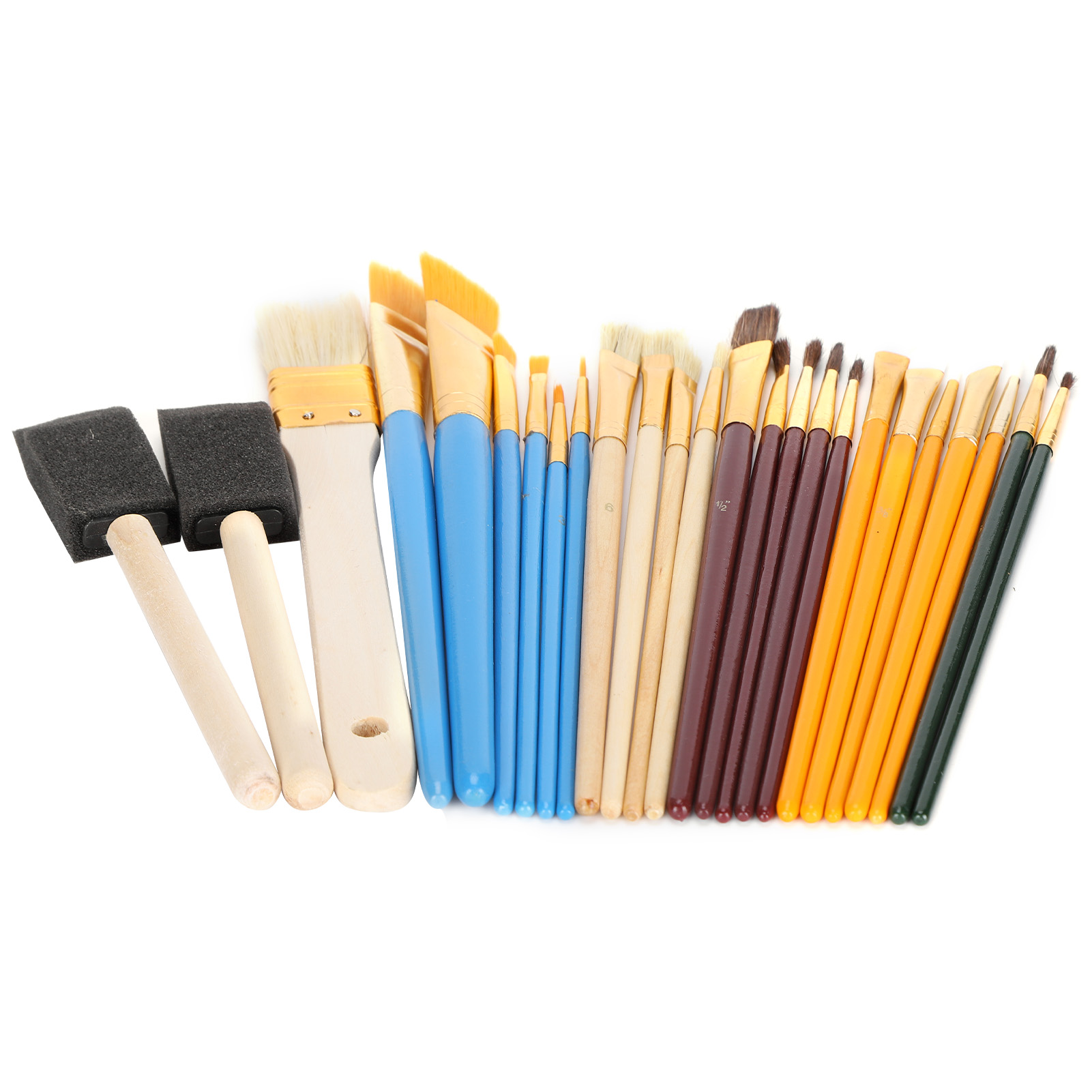 Set Mit 25 Pinseln Für Öl-, Aquarell- Und Acrylmalerei, Holzgriff.