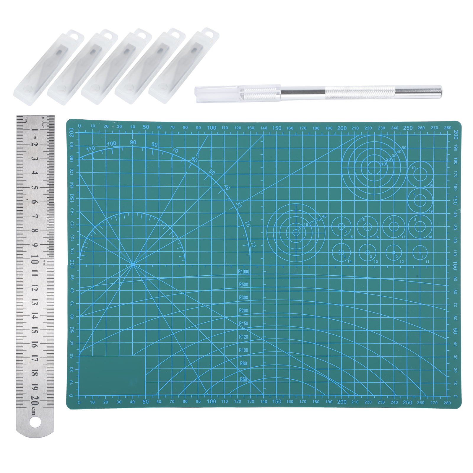 Schneidematte A4 Mit Klinge, Schablone, Schneideblock Für Kraftpapier, Schneide- Und Gravierbrett.