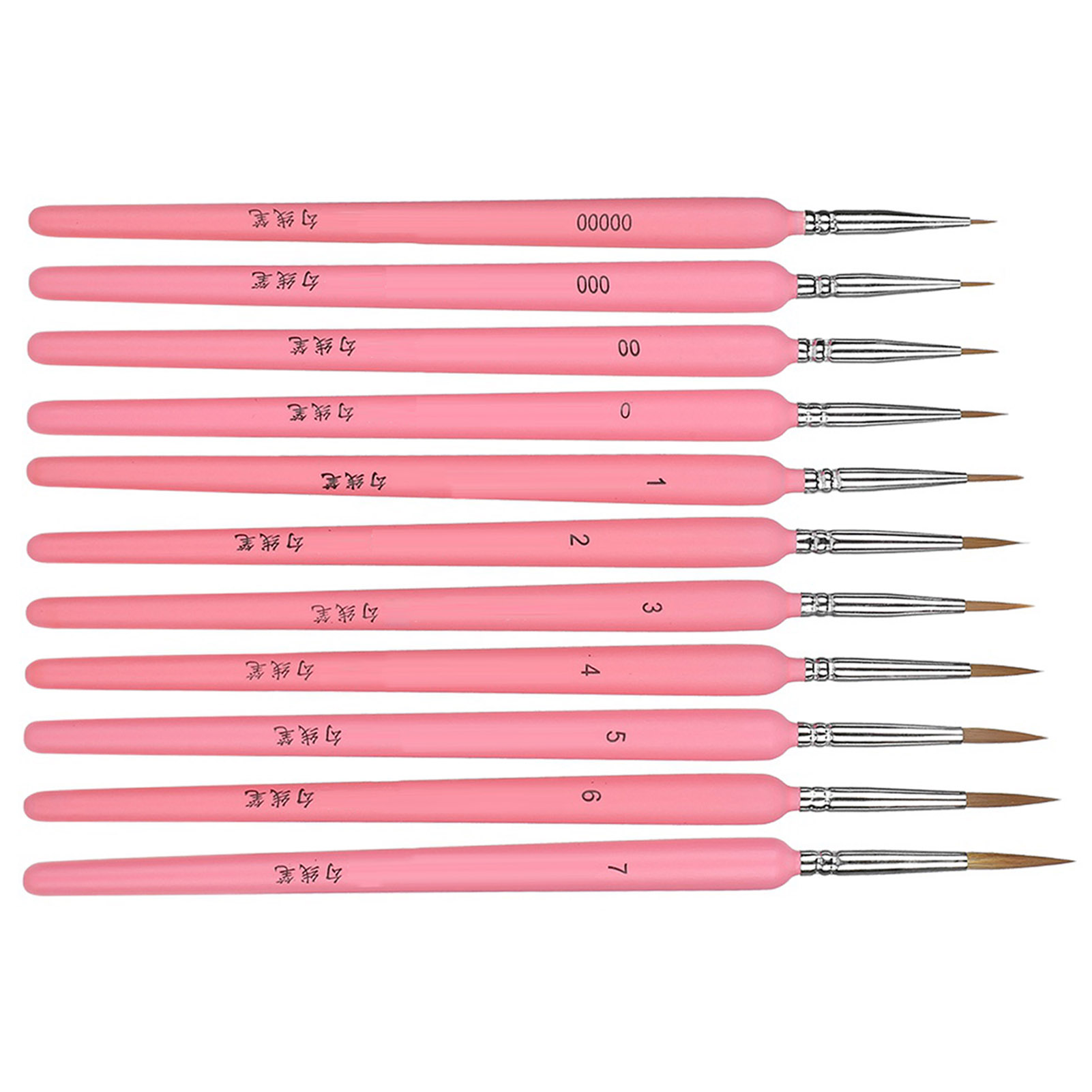 Professionelles Set Aus 11 Hakenpinseln Für Feine Und Detaillierte Malerei, Gouache Und Zeichnung.