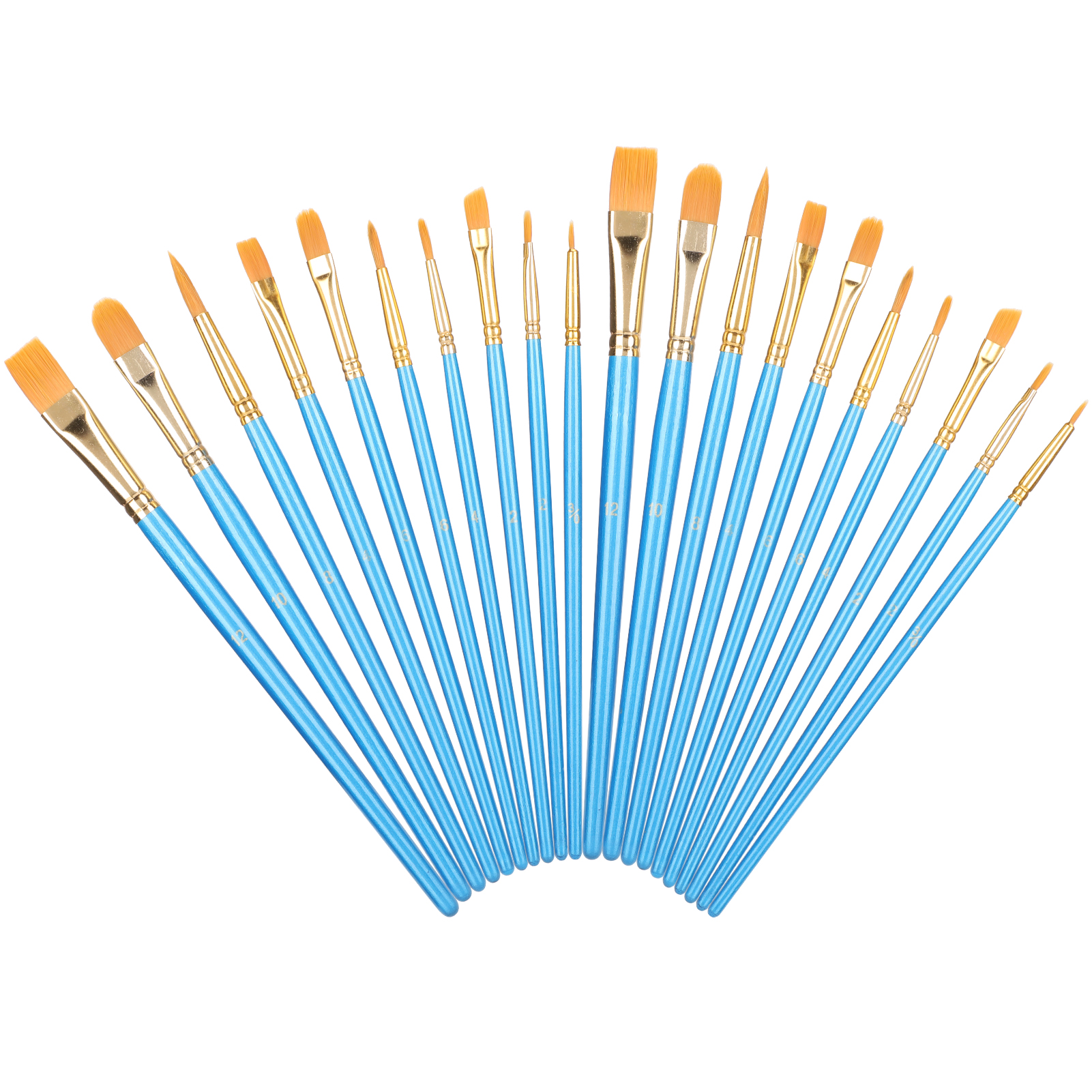 Set Mit 20 Aquarell- Und Ölmalpinseln, Zeichenwerkzeuge Für Künstler, Blauer Pinselhalter
