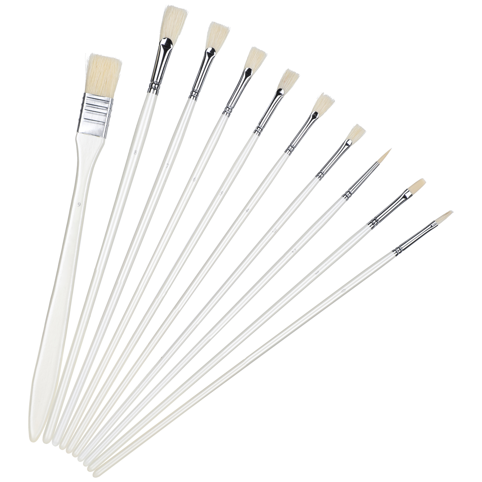 Set Mit 10 Aquarellpinseln Für Schüler Und Profis Im Bereich Zeichnen Und Malen.