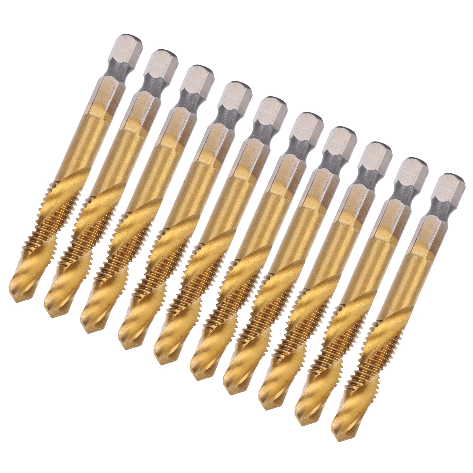 Satz Mit 10 M8 Hss-gewindebohrern Aus Schnellarbeitsstahl, 6,8 Mm Bohrer Mit Sechskantschaft.