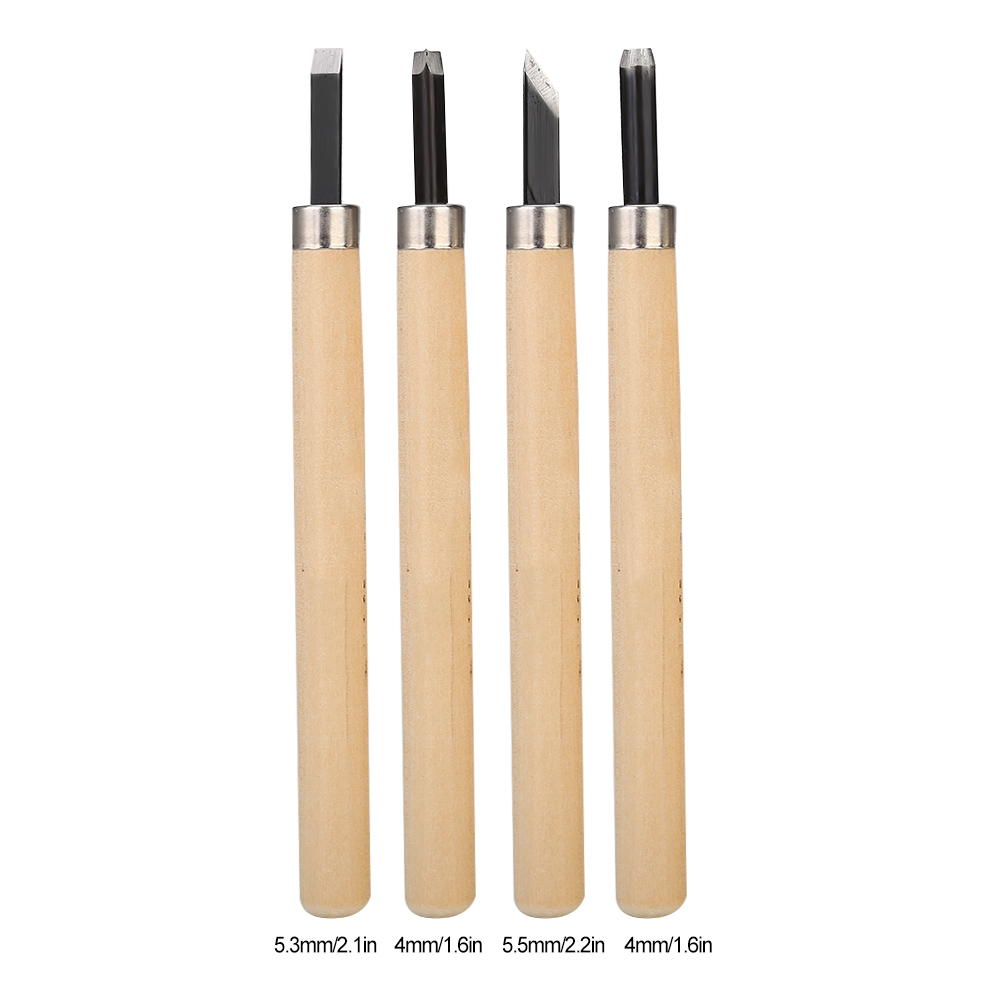 Set Aus 4 Holzschnitzwerkzeugen, Darunter Ein Handschärfer, Stempelmesser Und Ein 4-teiliges Set (3)