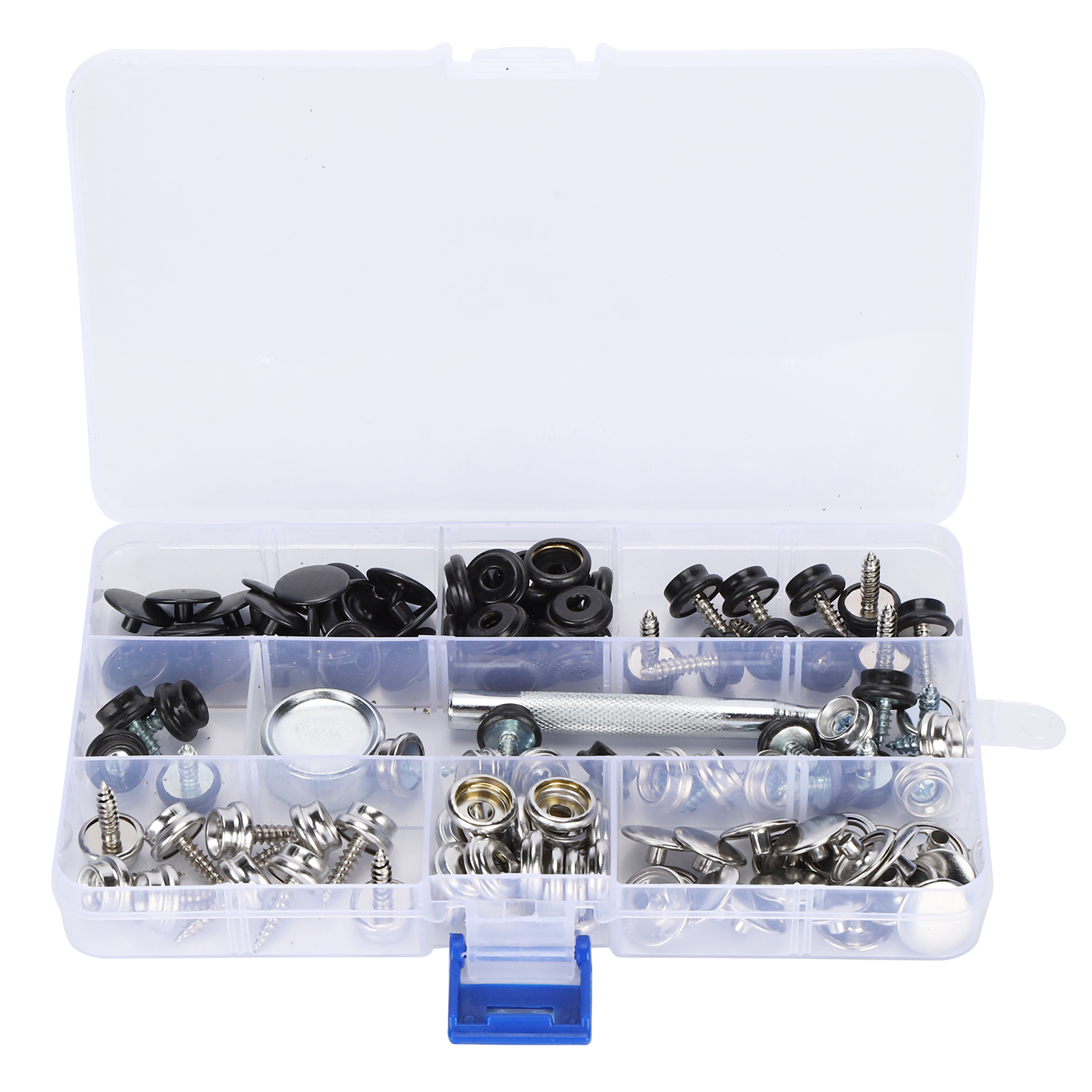 40-teiliges Druckknopf-set, Gewindeschneidwerkzeug Für Schrauben, Zelt- Oder Bootsplanen, 10 Mm/15 Mm, Schwarz/weiß