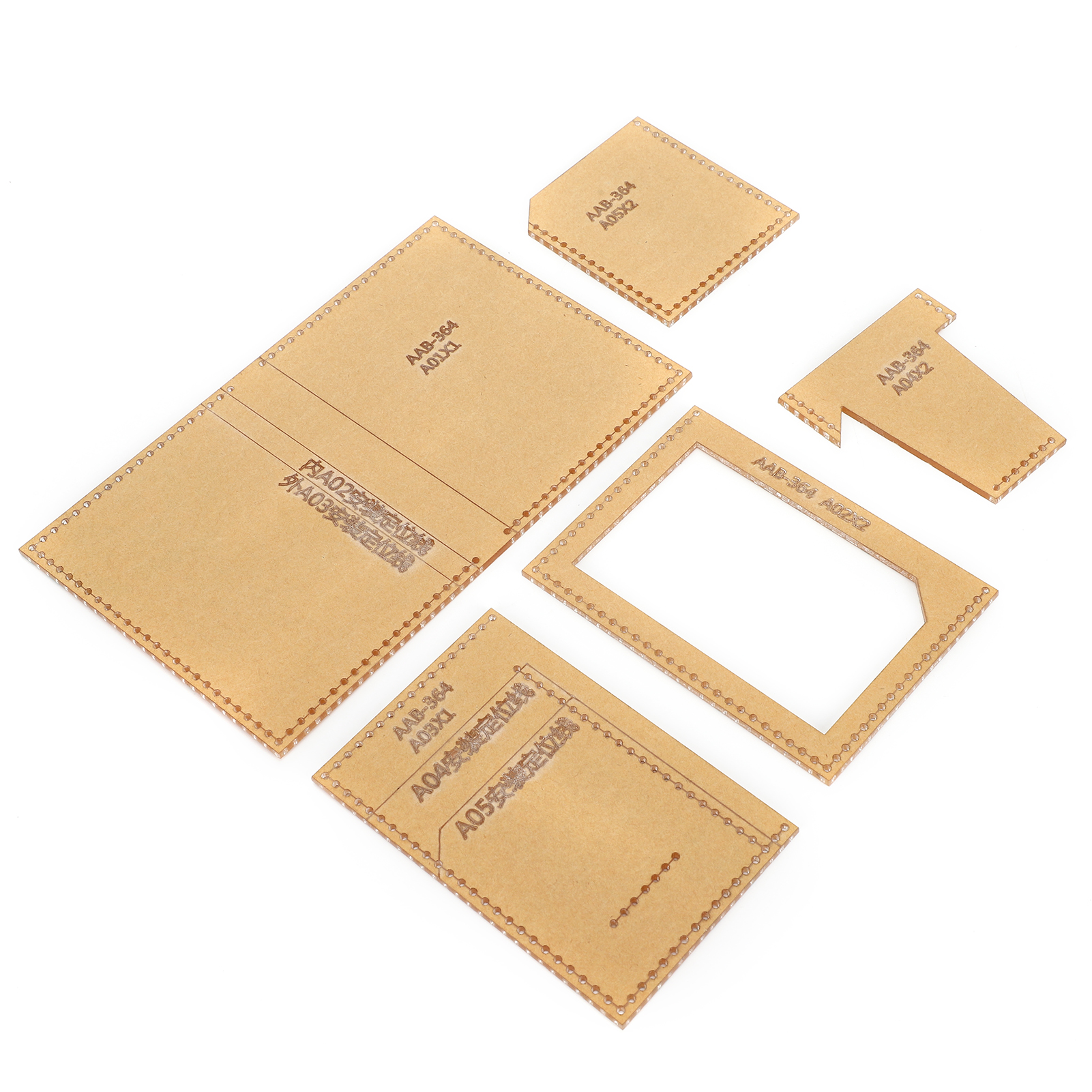 Set Mit 5 Acryl-schablonen Für Führerscheininhaber Zum Selbermachen, Mit Ledermuster Und Zeichenformen.