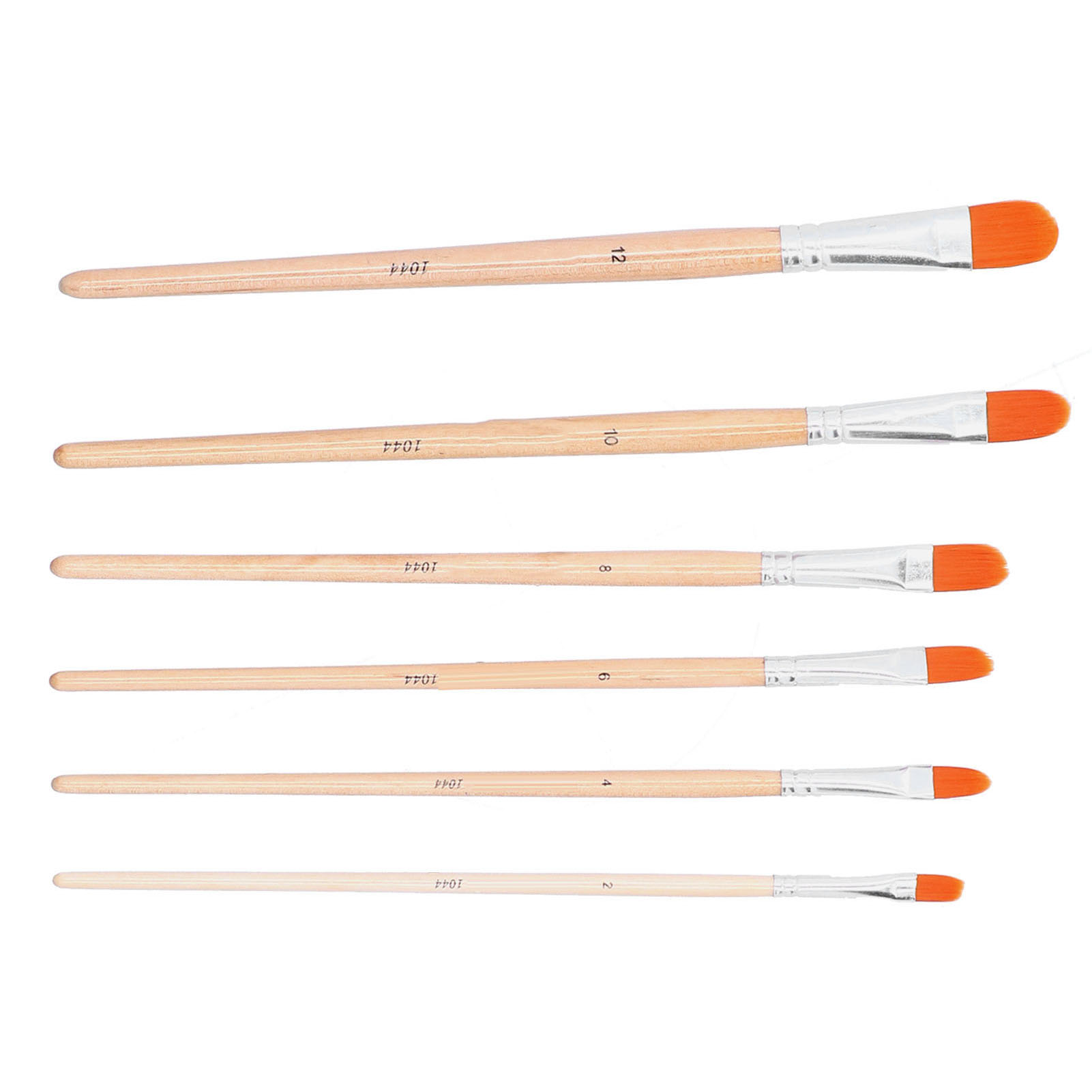Set Mit 6 Ölpinseln, Nylonborsten, Holzgriff, Für Acryl- Und Aquarellmalerei. 6 Pinsel Mit Rundem Kopf.