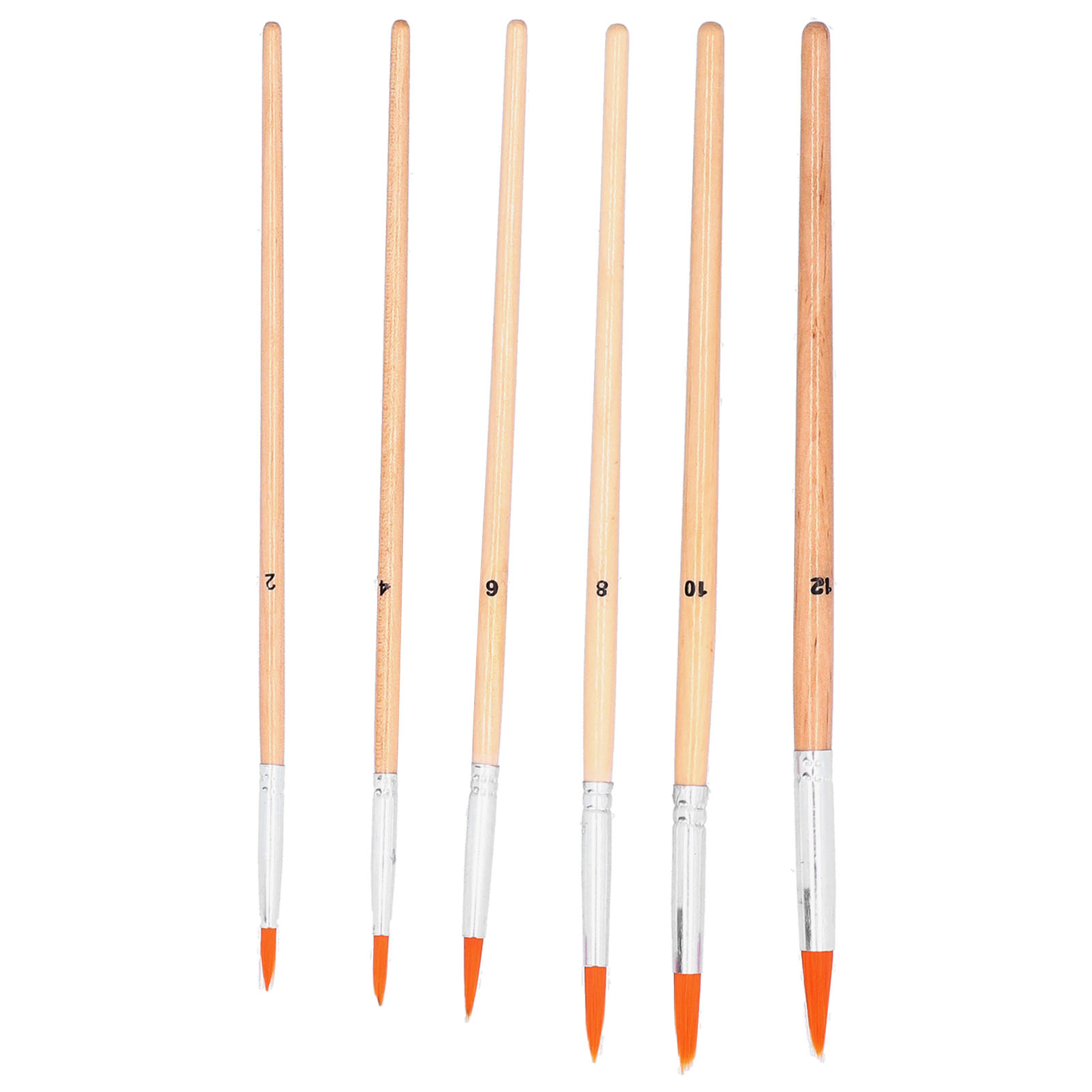 Set Mit 6 Ölmalpinseln, Nylonborsten, Holzgriffe, Geeignet Für Acryl- Und Aquarellfarben, 6 Feine Pinsel