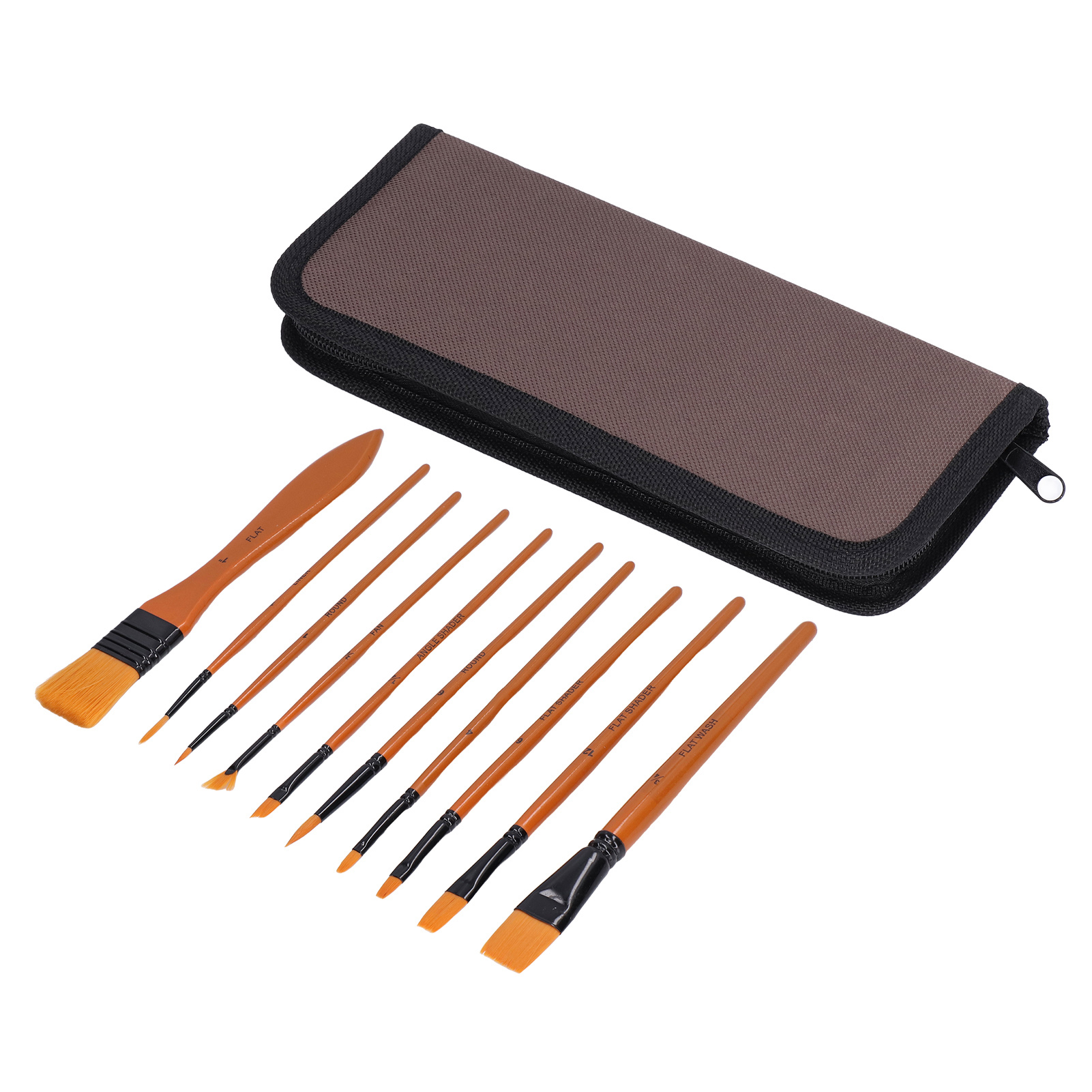 Set Mit 11 Ergonomischen Pinseln, Nylongriffen, Nylonborsten, Für Aquarell- Und Ölmalerei